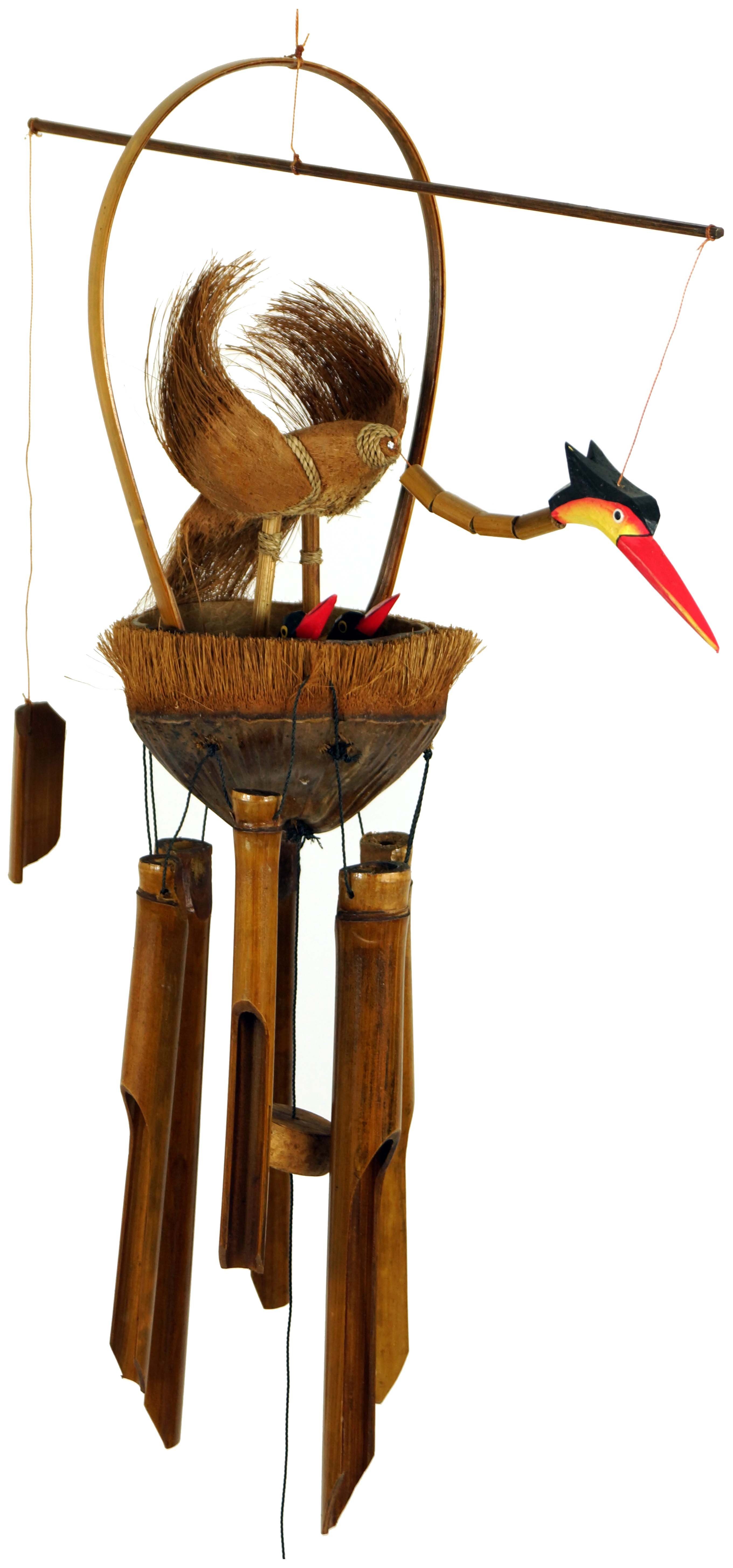 Guru-Shop Windspiel Exotisches Bambus Vogel Klangspiel Windspiel 