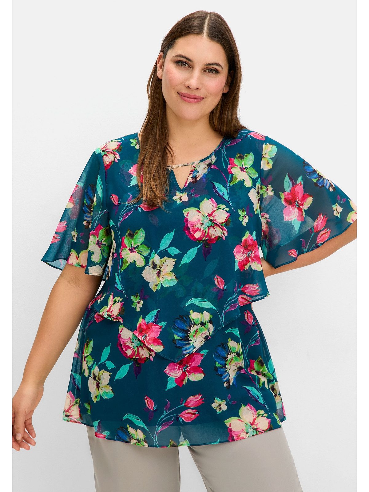 Sheego Chiffontunika Große Größen mit Blumenprint, günstig online kaufen