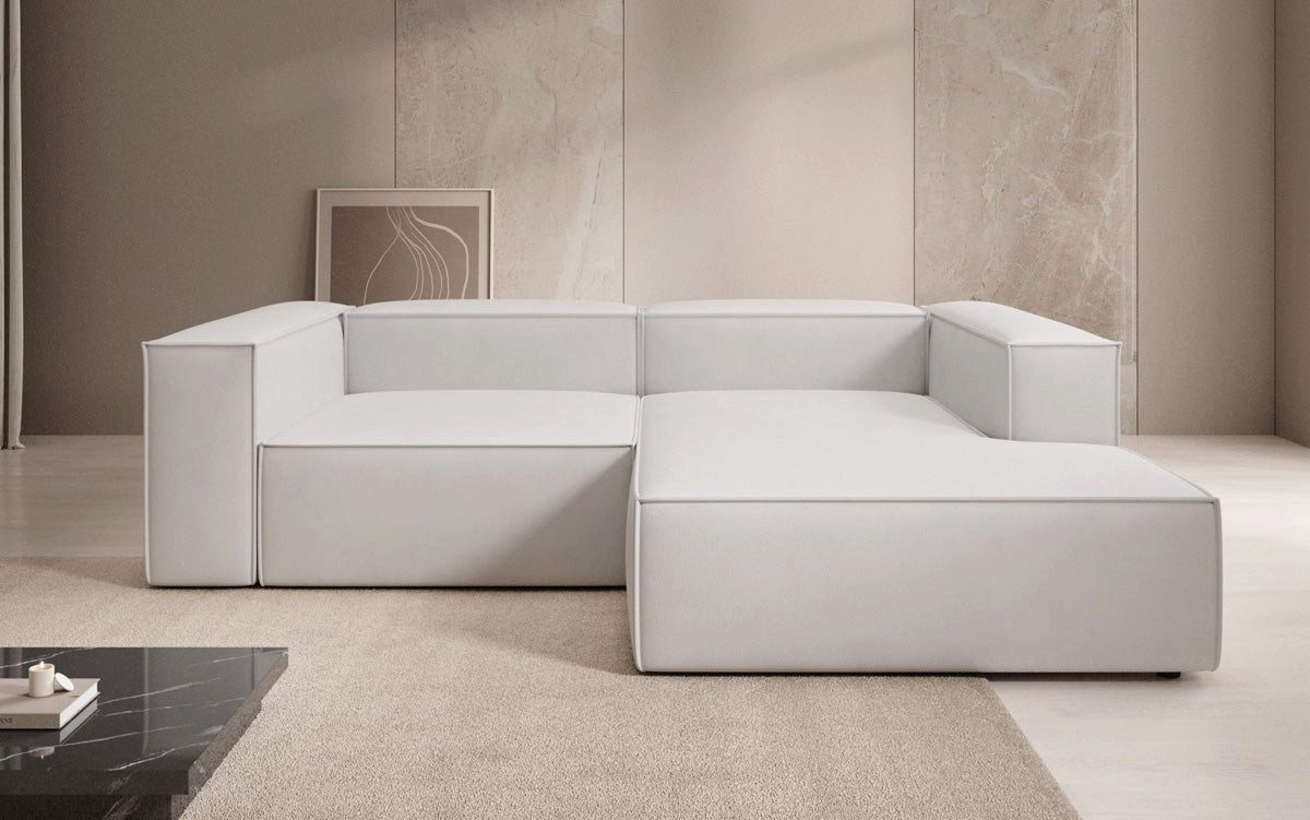 Luxusbetten24 Sofa Designer Sofa Lesley L Mini in Echtleder, mit pflegeleichter und robuster Oberfläche