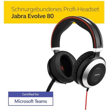 Jabra Evolve 80 Over-Ear-Kopfhörer (USB-C, Stereo MS, kabelgebunden, Kopfhörer, ohrumschließend)