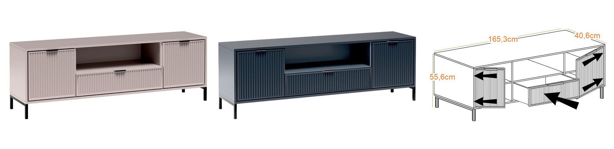 Marmex Möbel TV-Bank LINKASTYLES 04 zweitüriger TV-Schrank Lowboard mit Schublade