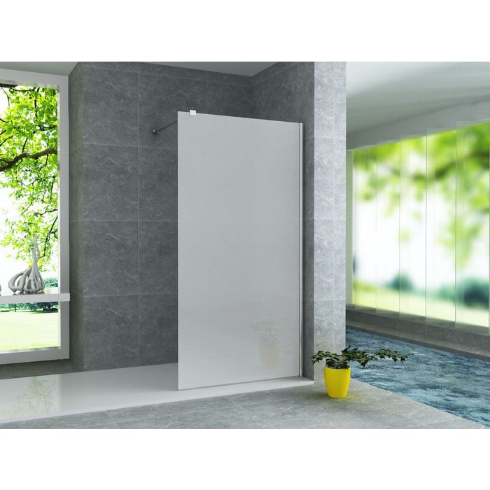 Aloni Walk-in-Dusche ECOS140 Einscheibensicherheitsglas Duschabtrennung Walk-In Duschwand Milchglas vollsatiniert 8mm