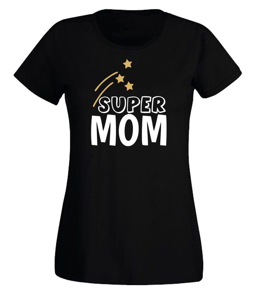 G-graphics T-Shirt Damen T-Shirt - Super Mom mit trendigem Frontprint, Slim-fit, Aufdruck auf der Vorderseite, Spruch/Sprüche/Print/Motiv, für jung & alt