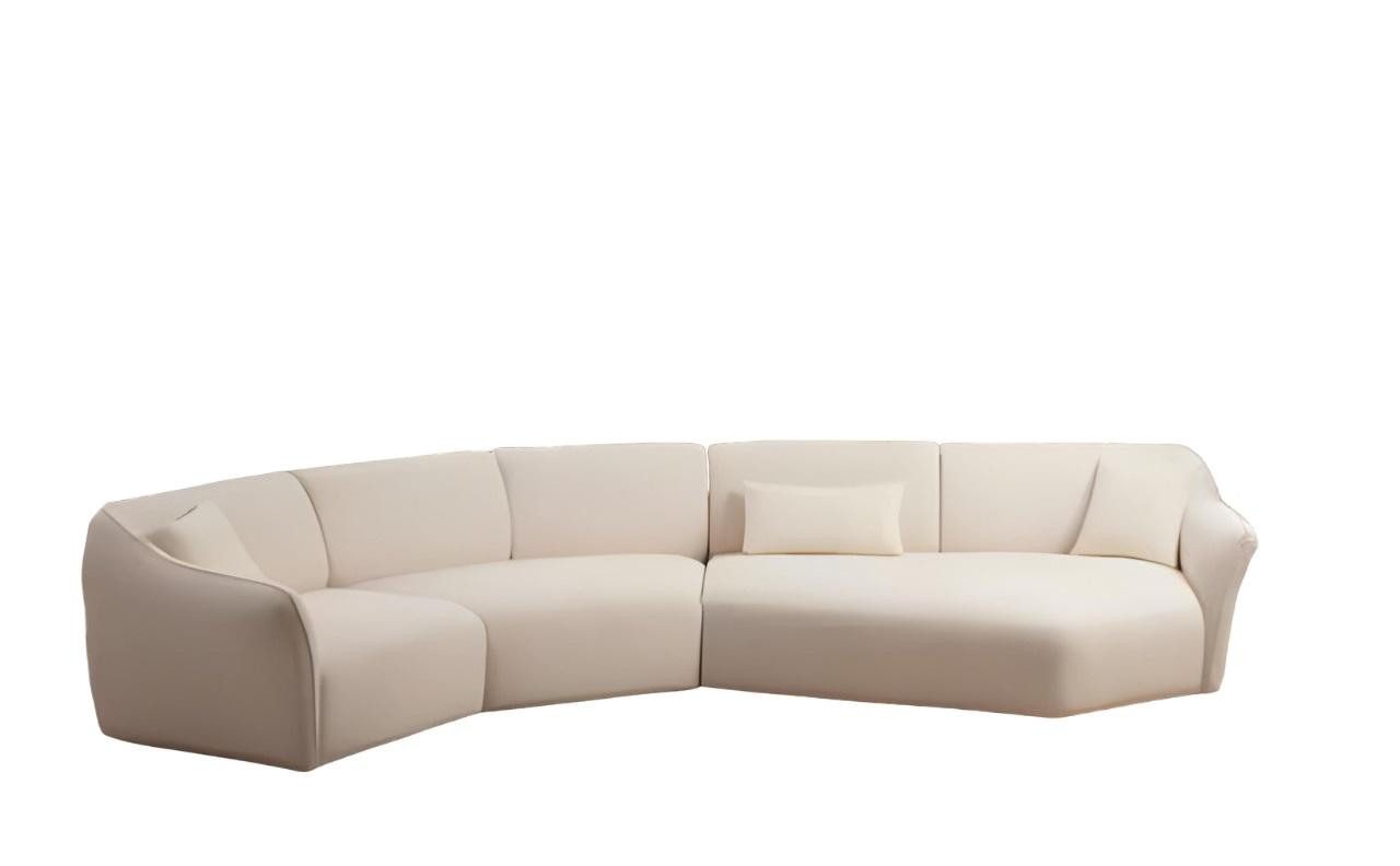Xlmoebel 4-Sitzer Elegantes weißes Stoffsofa mit hochwertiger Textiloberfläche, Hergestellt in Europa