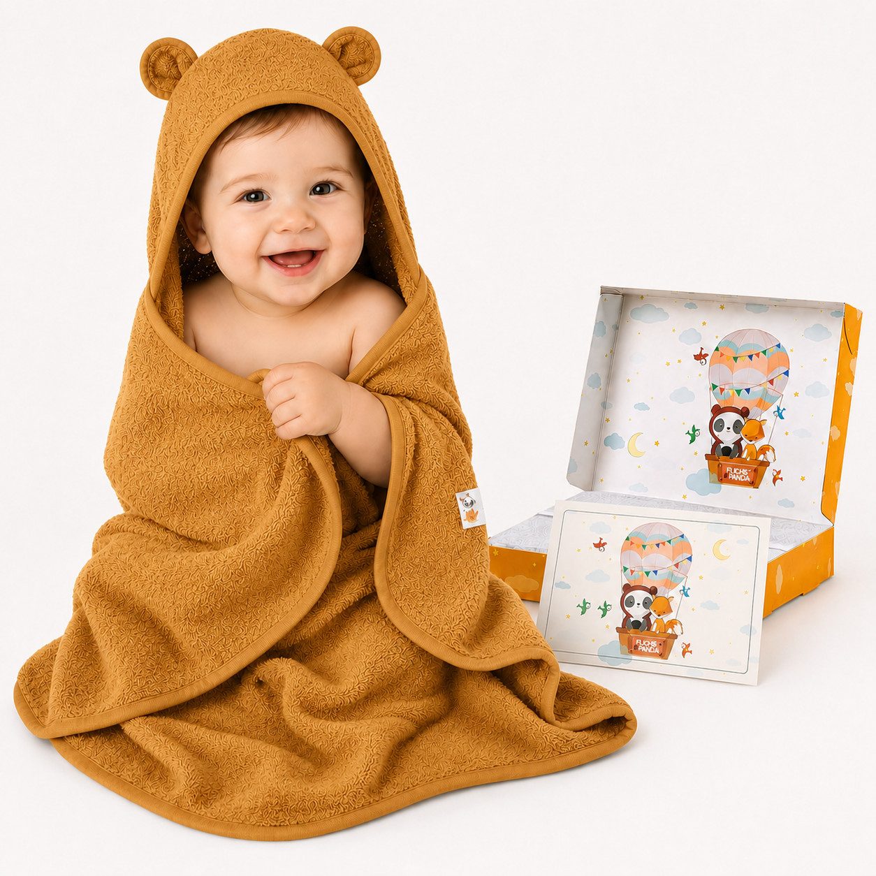 Fuchs & Panda Kapuzenhandtuch Kapuzenhandtuch Baby EXTRA dick, warm & weich aus 100% Bambus, 100% Bambus: Antimikrobiell, Atmungsaktiv, Hypoallergen, Superweich