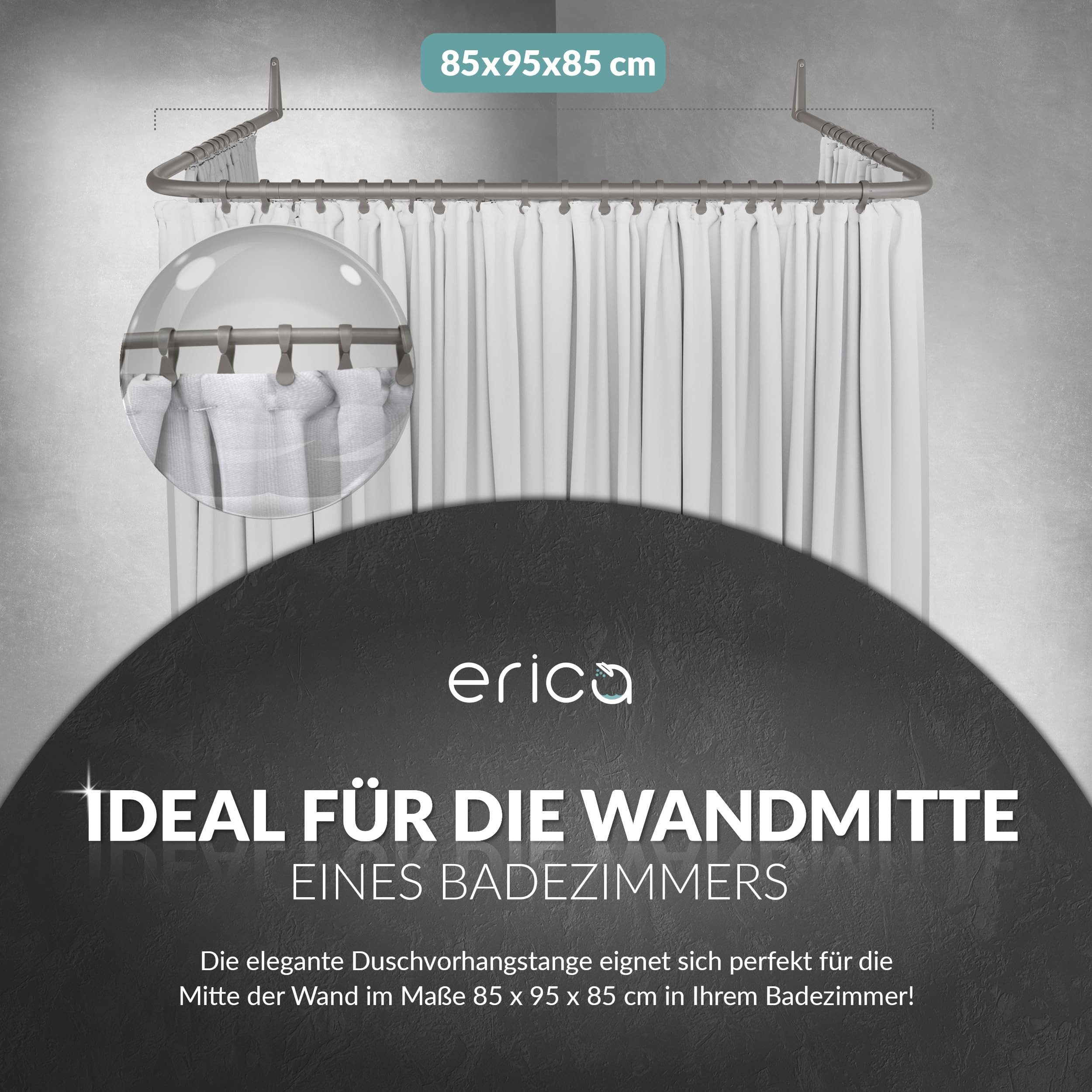 Erica Duschvorhangstange Winkelstange Dusche 85x95x85 cm, Duschstange für V günstig online kaufen