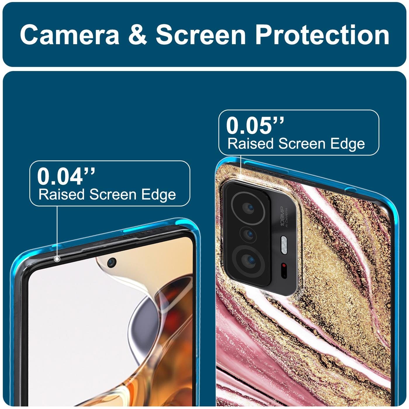 CoolGadget Handyhülle Marmor Slim Case für Xiaomi 11T / 11T Pro 6,67 Zoll, Hülle Dünne Silikon Schutzhülle für Xiaomi 11T, 11T Pro Hülle