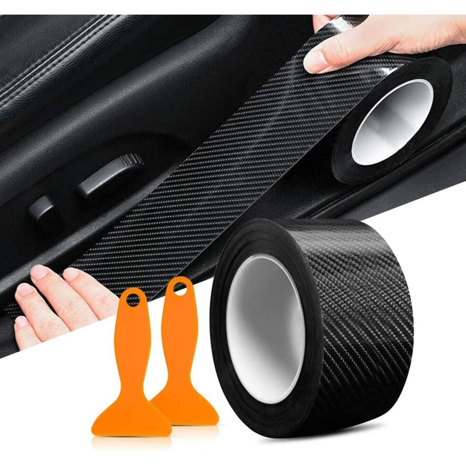 LuxusKollektion Kotflügelschoner Carbon Folie Kohlefaser Aufkleber 5cm*10m Schwarz Selbstklebend Auto