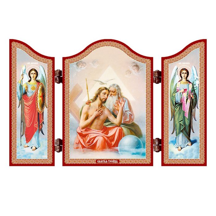 NKlaus Holzbild 1458 Heilige Dreifaltigkeit Christliche Ikone Svja Triptychon