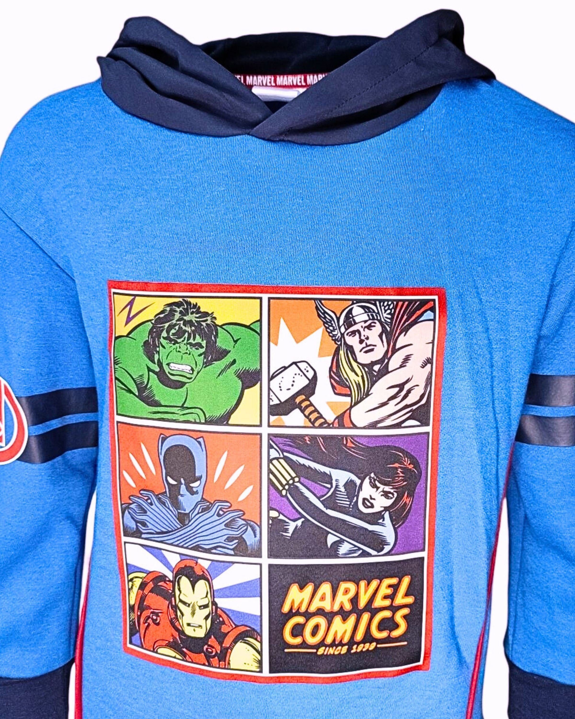 Marvel Stil Retro - The Blau Kapuzenpullover Comic AVENGERS Jungen Hoodie