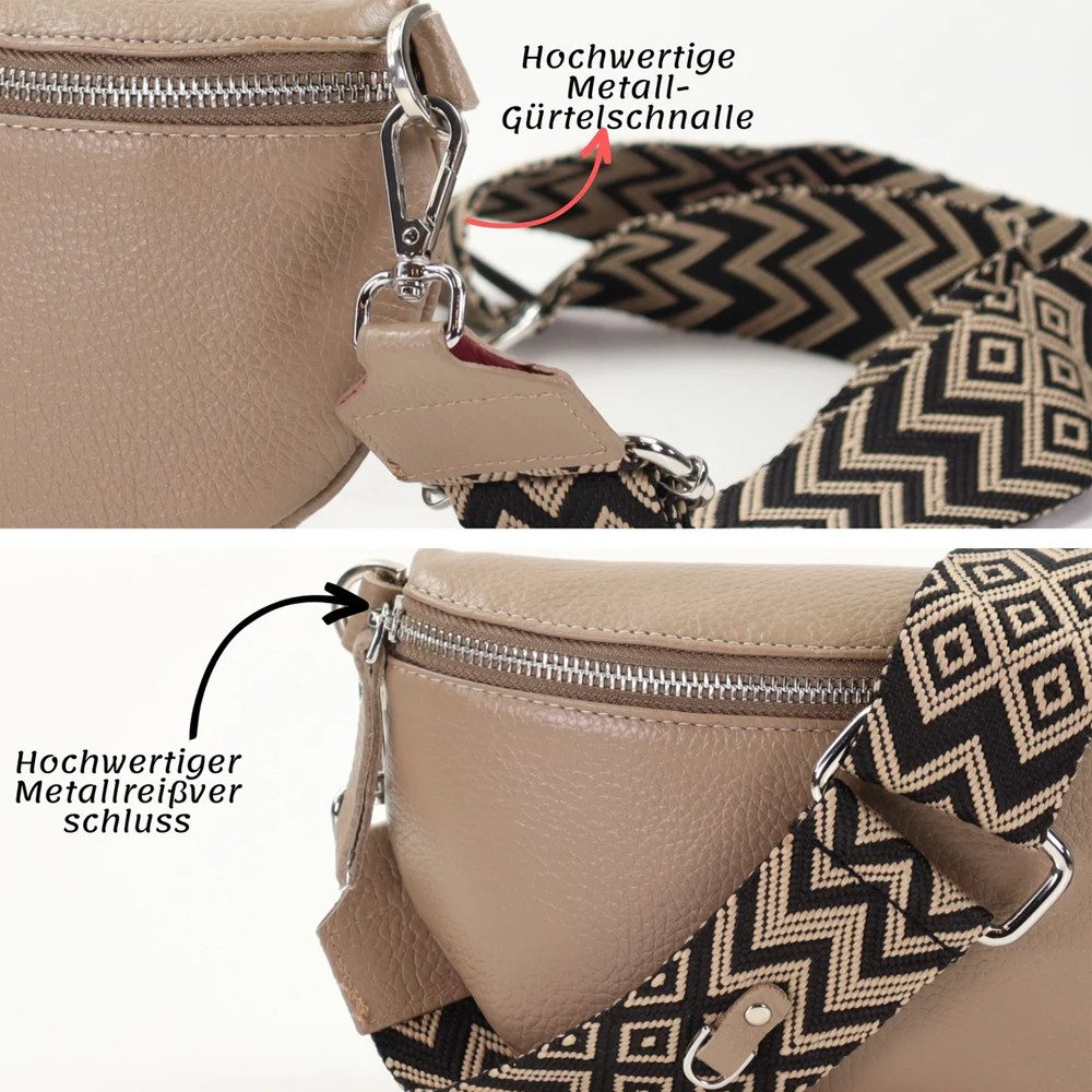 Blade Umhängetasche Bauchtasche Damen Echtleder Umhängetasche Brusttasche Gürteltasche, als Schultertasche tragbar mit Verstellbare Schultergurte