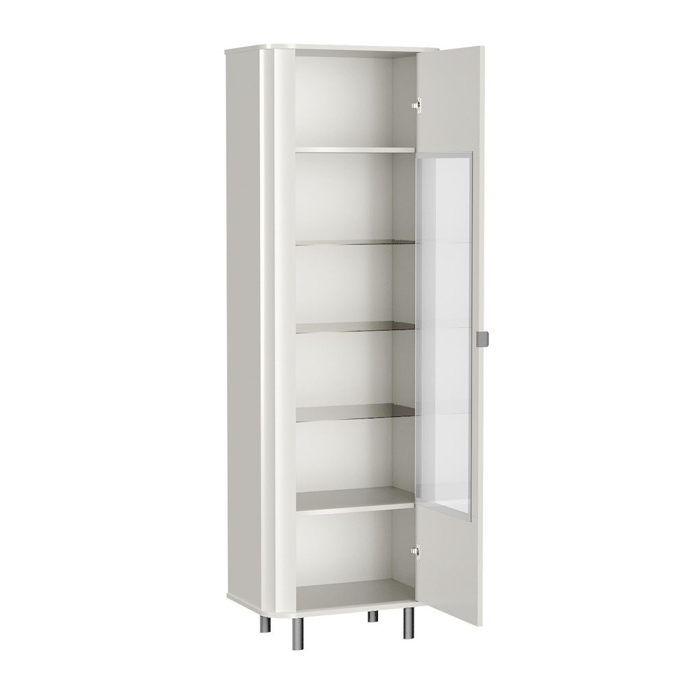 Lomadox Vitrine NASHVILLE-161 in Weiß, 66 cm breit, mit Wellenoptik, Glasbö günstig online kaufen