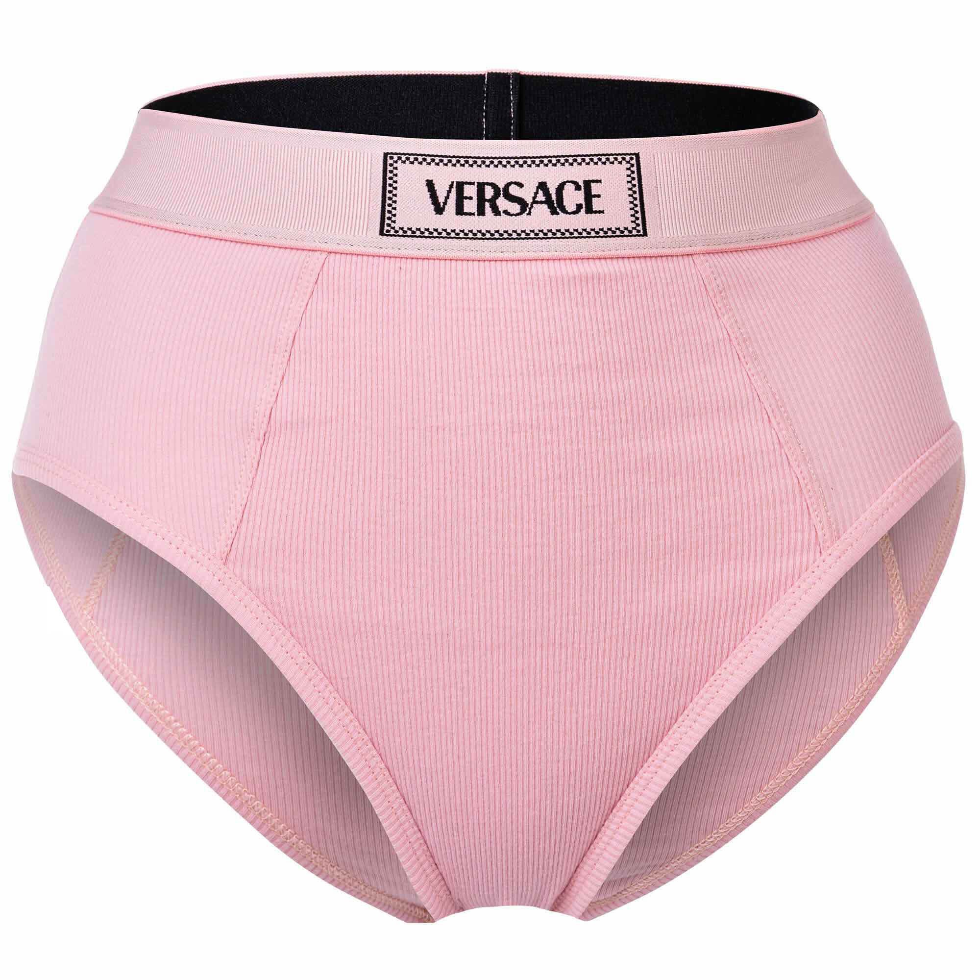 Versace Slip Damen Slip Highleg RIB - hoher Logo-Bund