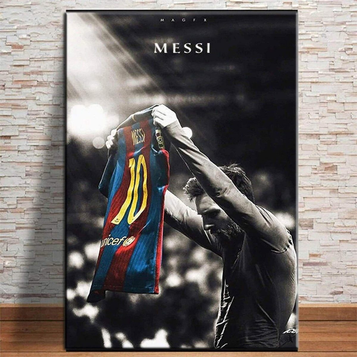 JUSTGOODMOOD Poster Fußball Lionel Messi Nummer 10 bei Fc Barcelona als Deko Print ohne Ra, (1 St)