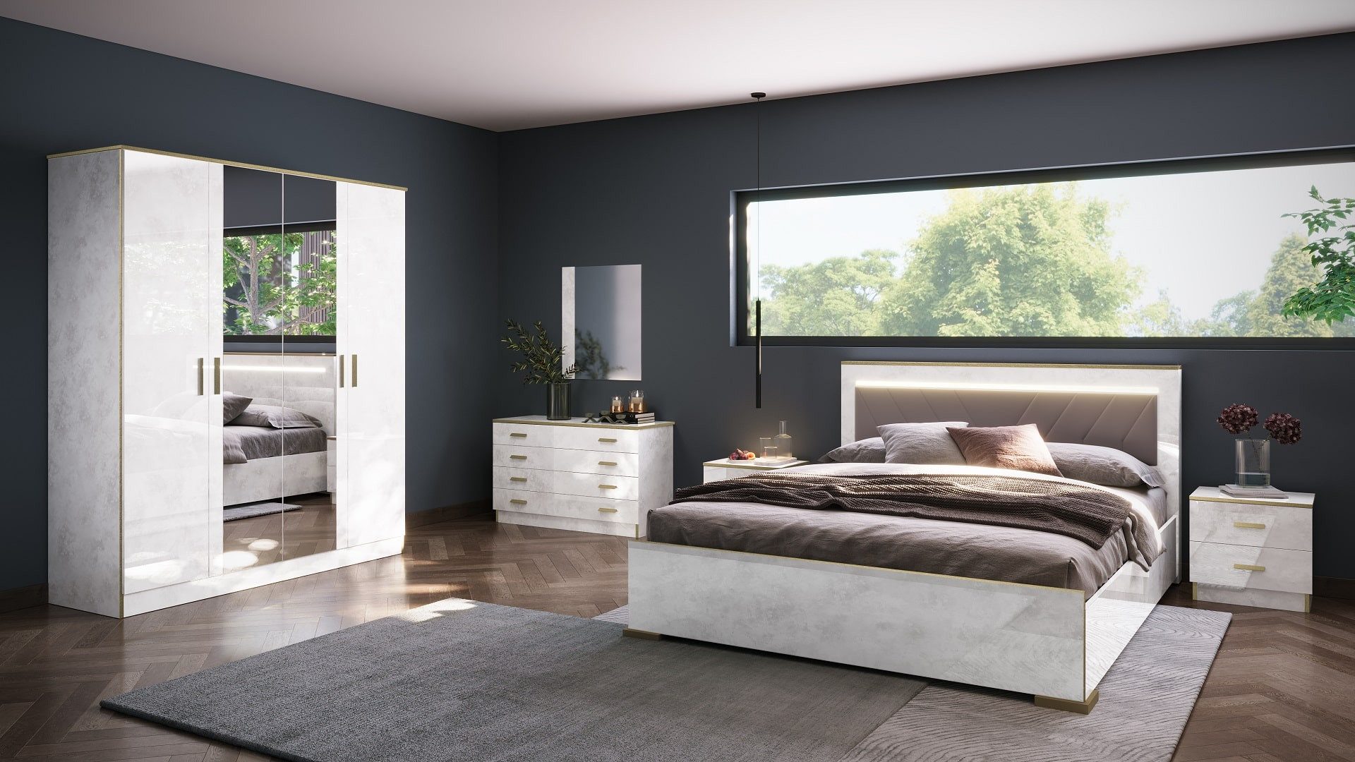 Interdesign24 Schlafzimmer-Set Noemi, (6-Teilig, in Beige/Gold günstig online kaufen