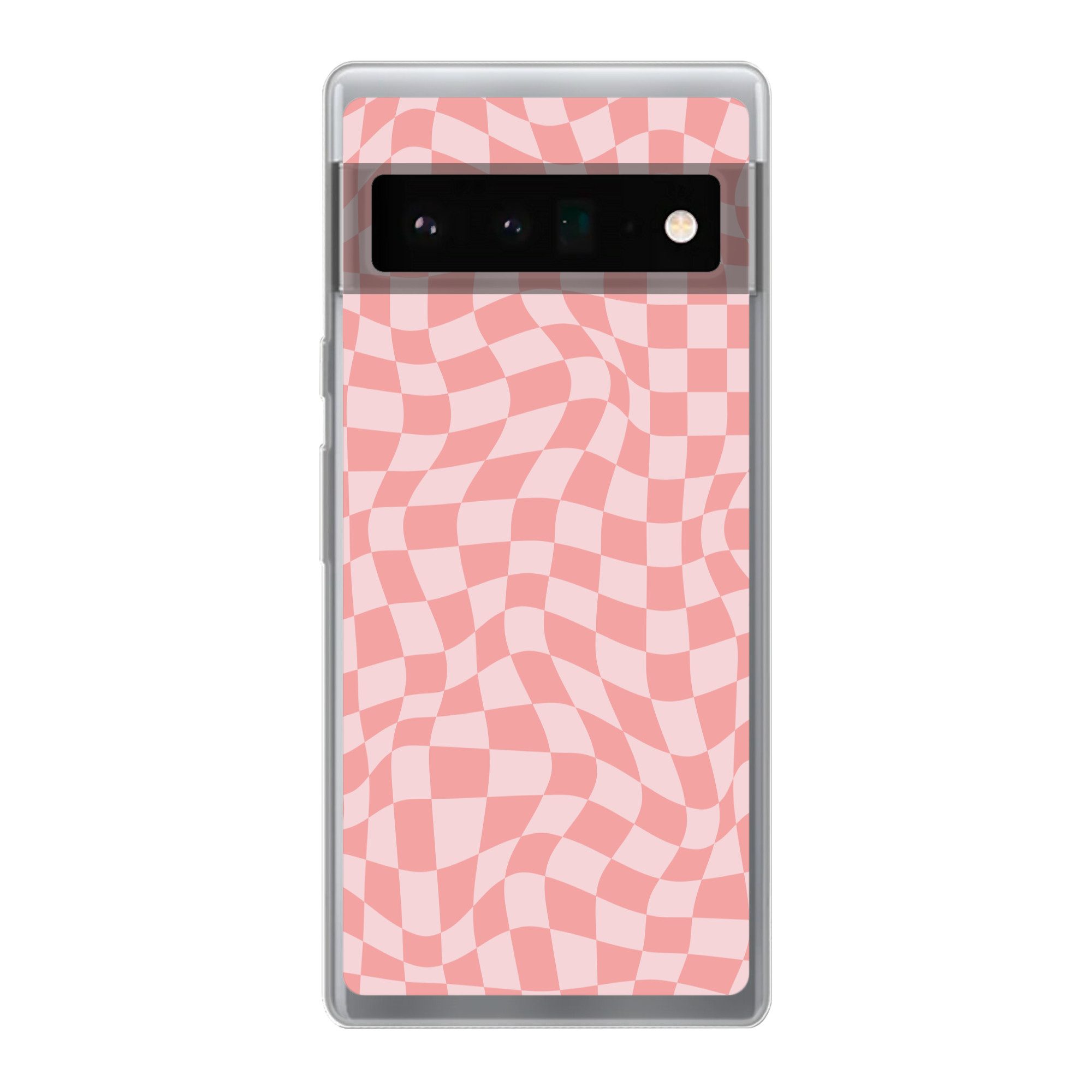 MuchoWow Handyhülle für Google Pixel 6 Pro Quadratisches Muster - Rosa - Wellenlinien, Handy Case, Silikon, Bumper Case Dünn