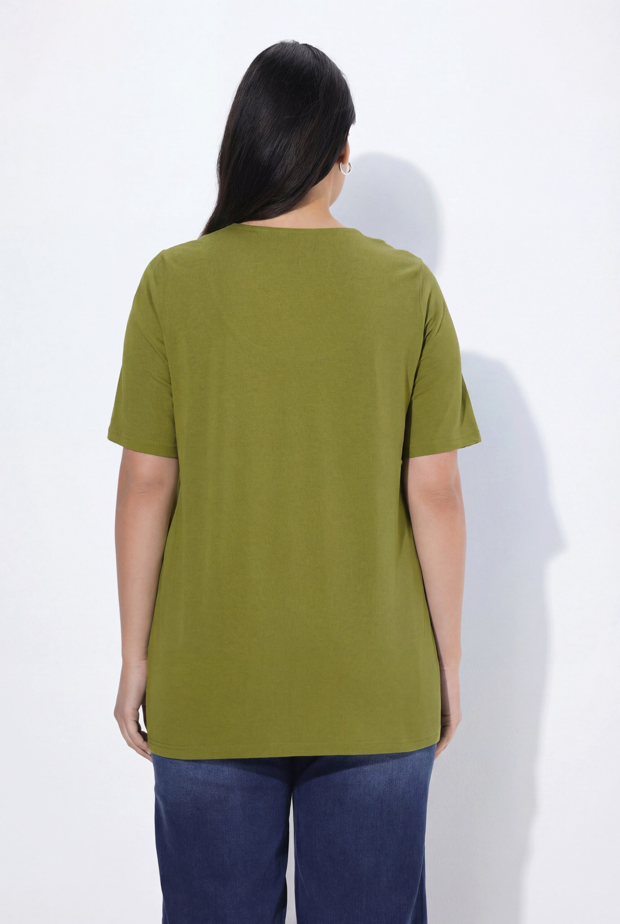 Ulla Popken T-Shirt T-Shirt A-Linie Tunika-Ausschnitt Halbarm