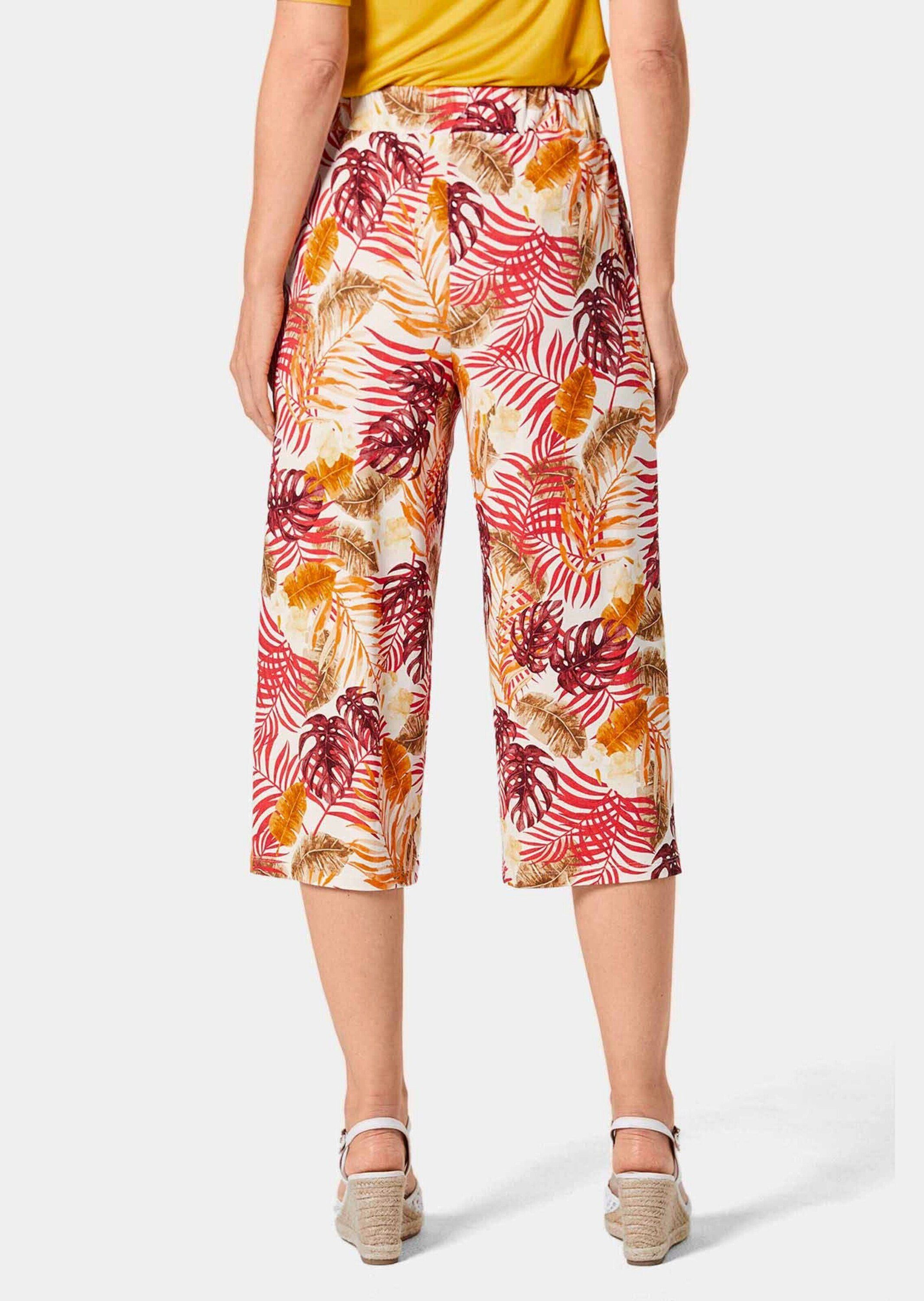GOLDNER Stoffhose Caprihose Louisa mit Print, attraktiv Florales Design und komfortabler Schlupfbund