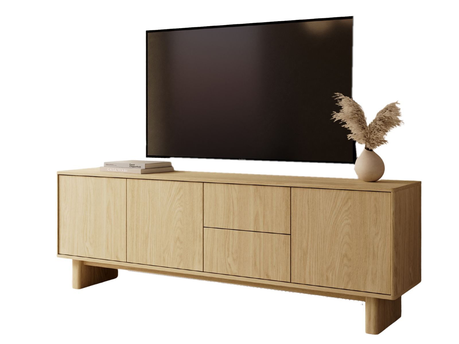 TV-Schrank mit 2 Schubladen, Lowboard elegant mit 3 Türen VELINO