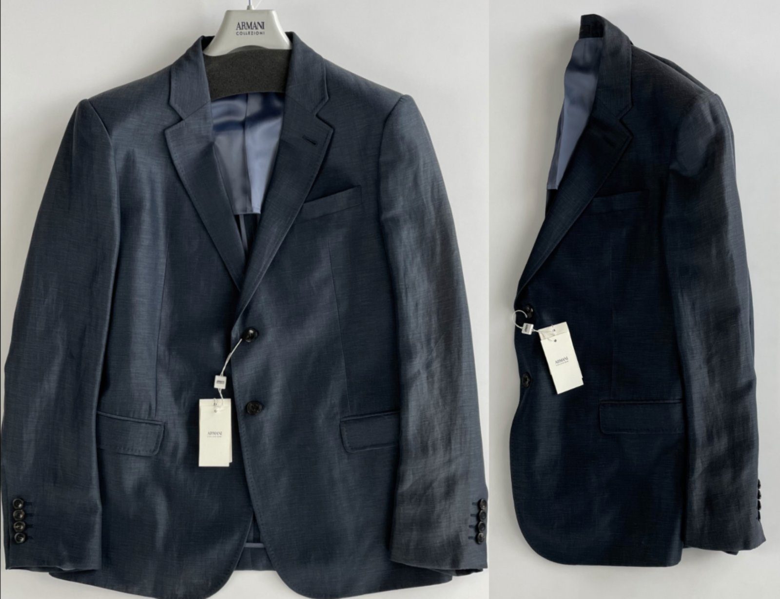 ARMANI COLLEZIONI Sakko Armani Collezioni Silk Lino Seide Leinen Sakko Regular Blazer Jacke Bl