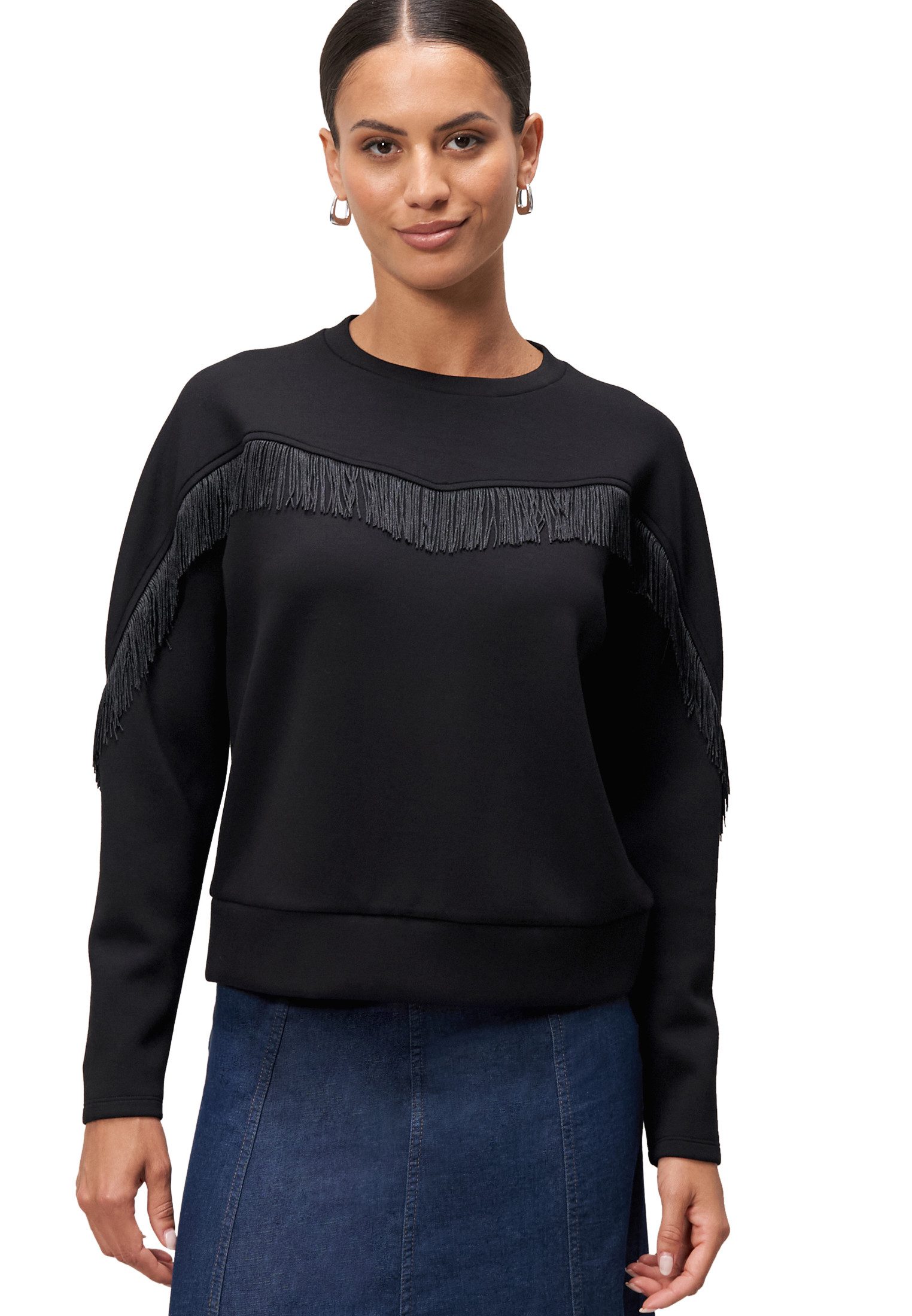 Zero Sweatshirt zero Sweatshirt mit Fransen Fransen