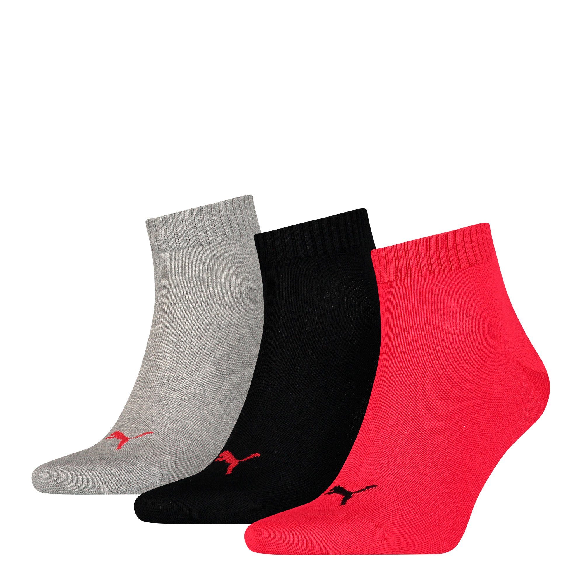 PUMA Kurzsocken, (3 Paar), Atmungsaktiv, Rippenbündchen, weiche Baumwollmis günstig online kaufen