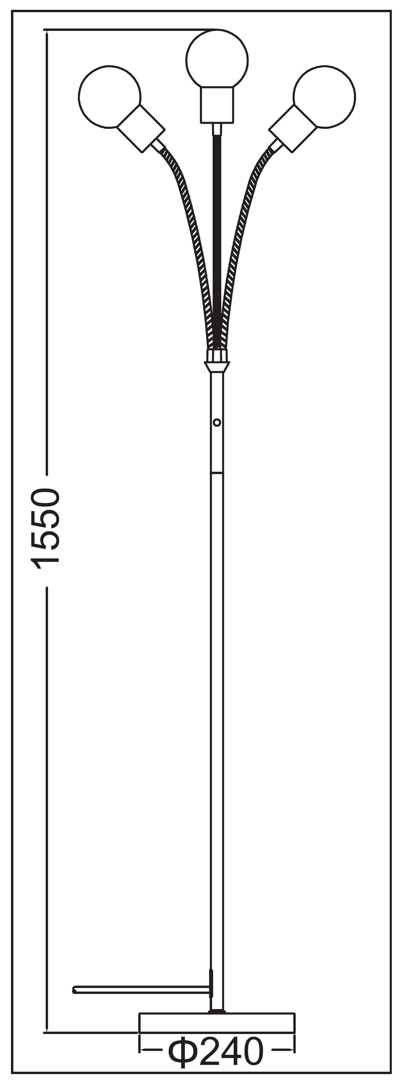 Glas Trango in 3 Stufen dimmbar TG1519 LED  Stehleuchte 3-flammig nickel matt 