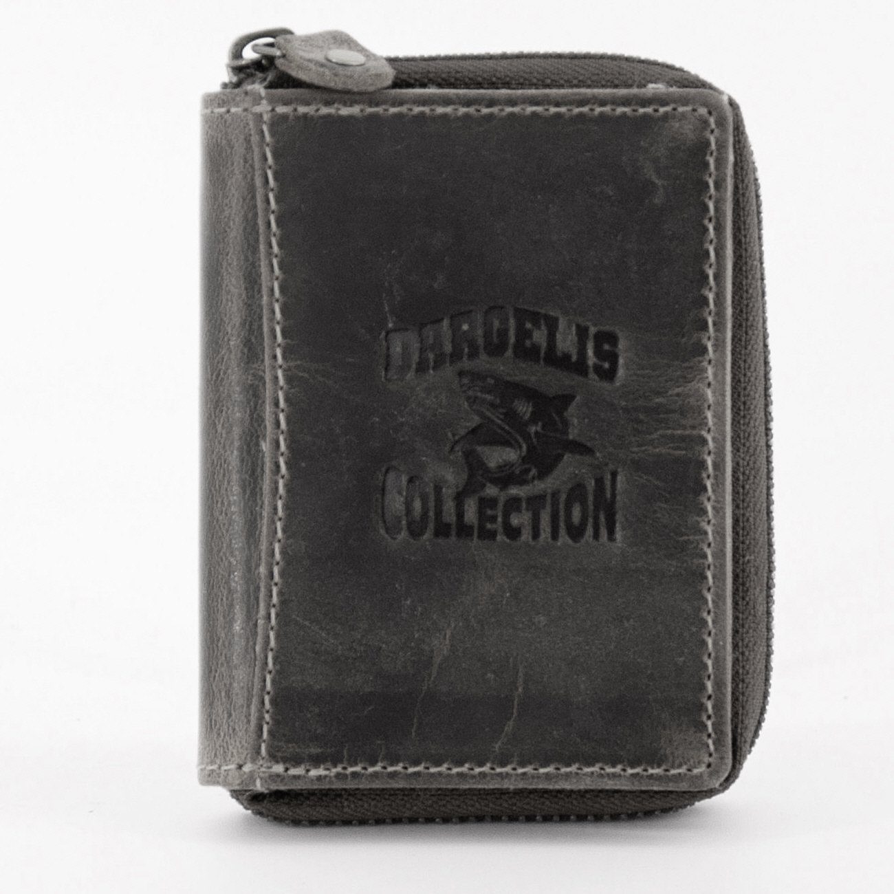 SHG Mini Geldbörse ⌂ Herren Leder Börse Portemonnaie Geldbeutel Brieftasche Münzfach (Männer Geld-Börse Damen Portemonnaie, Echt-Leder Geldbeutel mit umlaufendem Reißverschluss), RFID Schutz