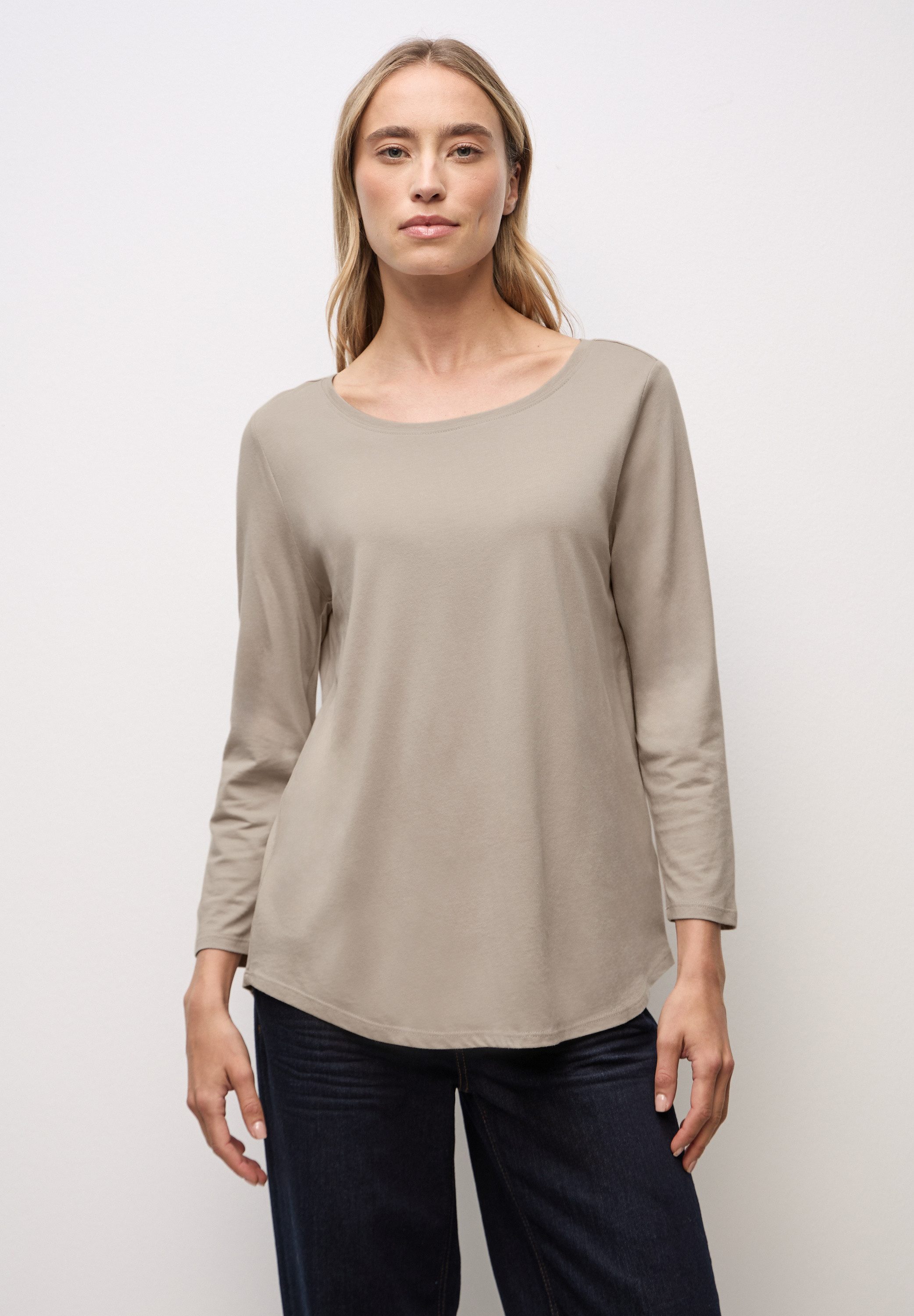 STREET ONE Langarmshirt in Unifarbe günstig online kaufen