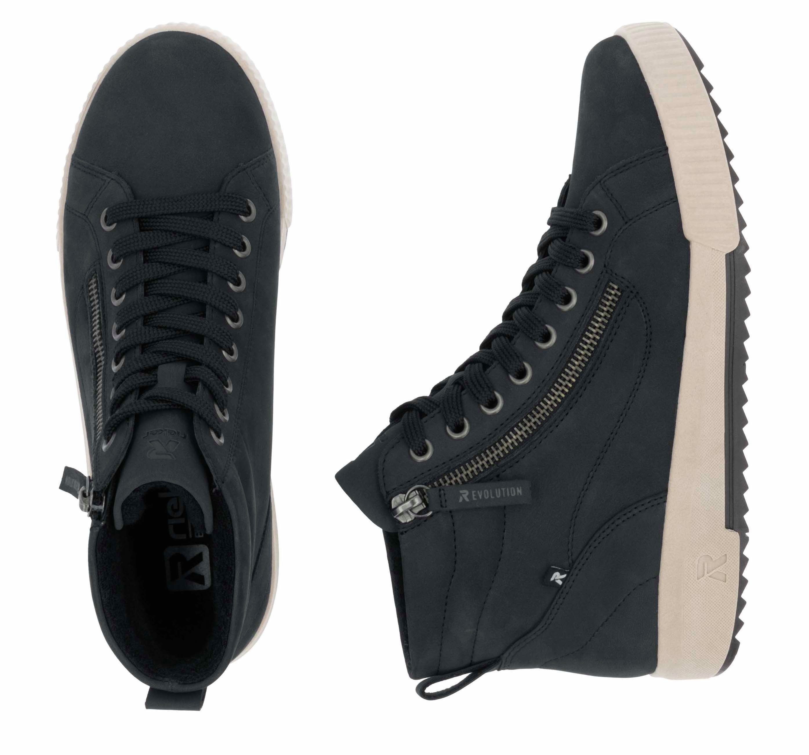 Rieker Sport Schnürboots Stiefelette, High Top Sneaker, Freizeitboots mit Reißverschluss