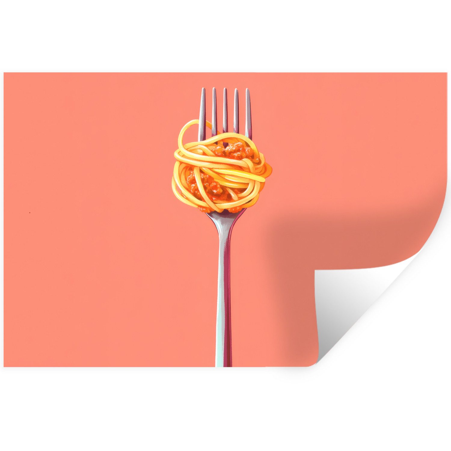 MuchoWow Wandsticker Gabel - Spaghetti - Künstlerisch - Rosa (1 St), Wanddeko, Aufkleber, Wandtattoo, 120x80 cm