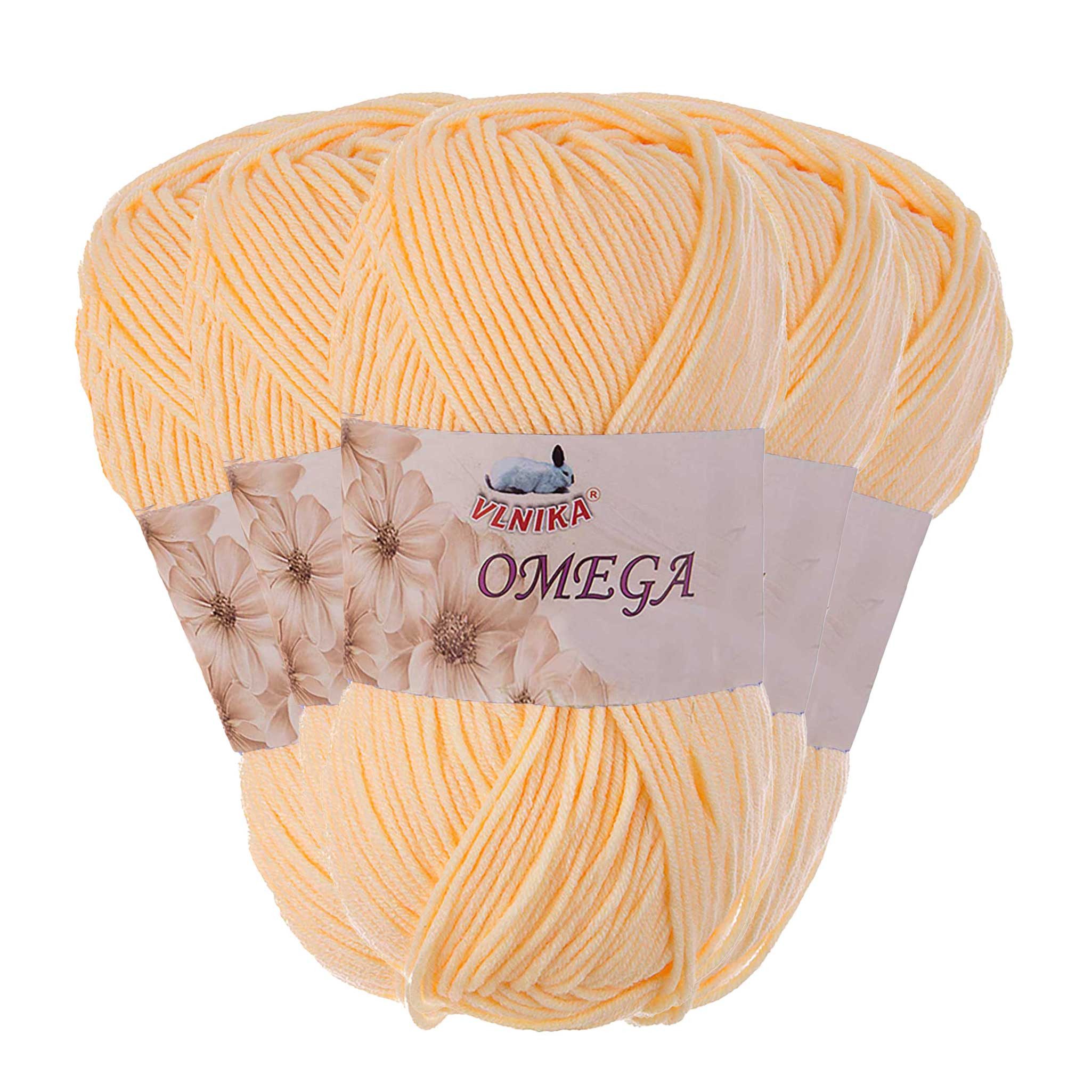maDDma 5x100g Strickgarn Omega uni Häkelgarn Acrylwolle Klassikgarn Wolle Häkelwolle, 1200 m (Sparpaket), apricot