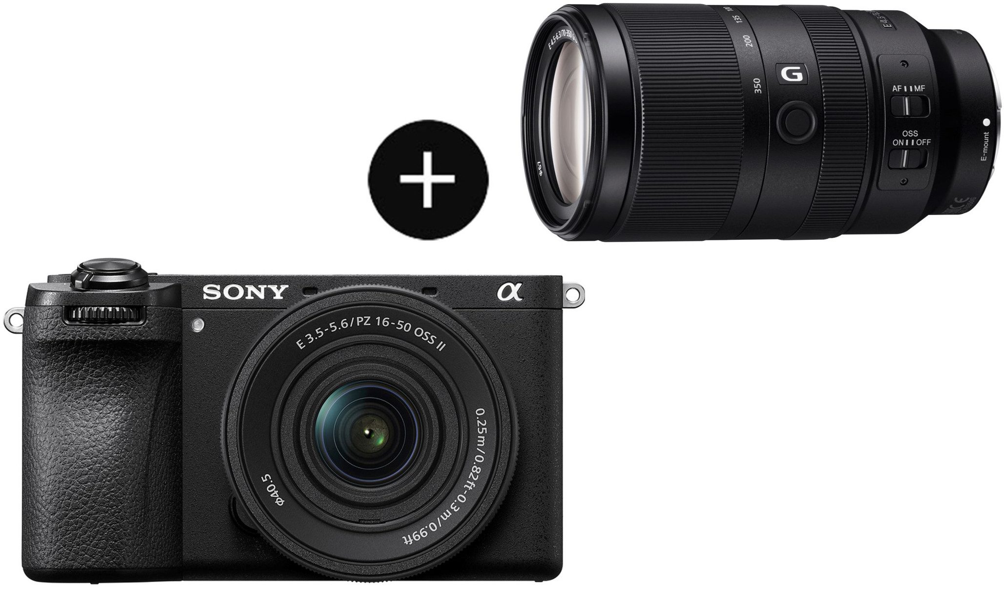 Sony Set: SEL70350G Objektiv + ILCE6700B Systemkamera (SEL-70350G, 26 MP, WLAN (Wi-Fi), Bluetooth, Spiegellose APS-C-Kamera, KI-Autofokus, 5-Achsen-Bildstabilisierung)