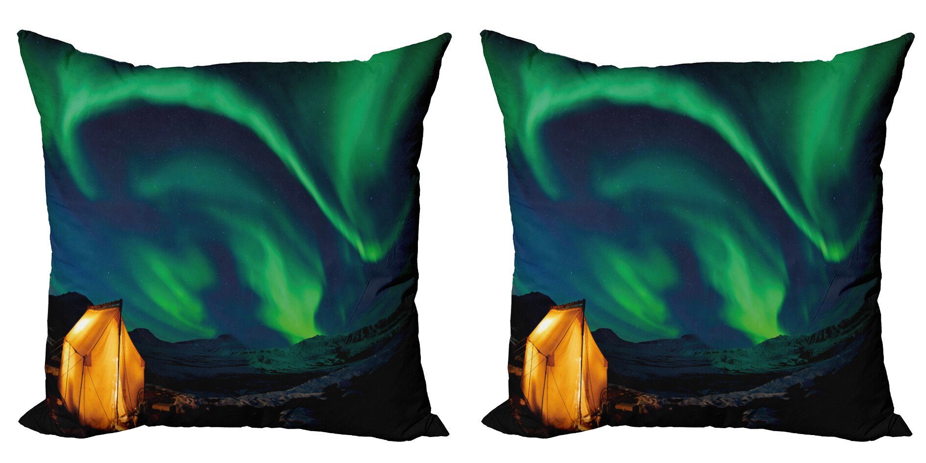 Kissenbezüge Modern Accent Doppelseitiger Digitaldruck, Abakuhaus (2 Stück), Grün blau Sky Nordic Camping