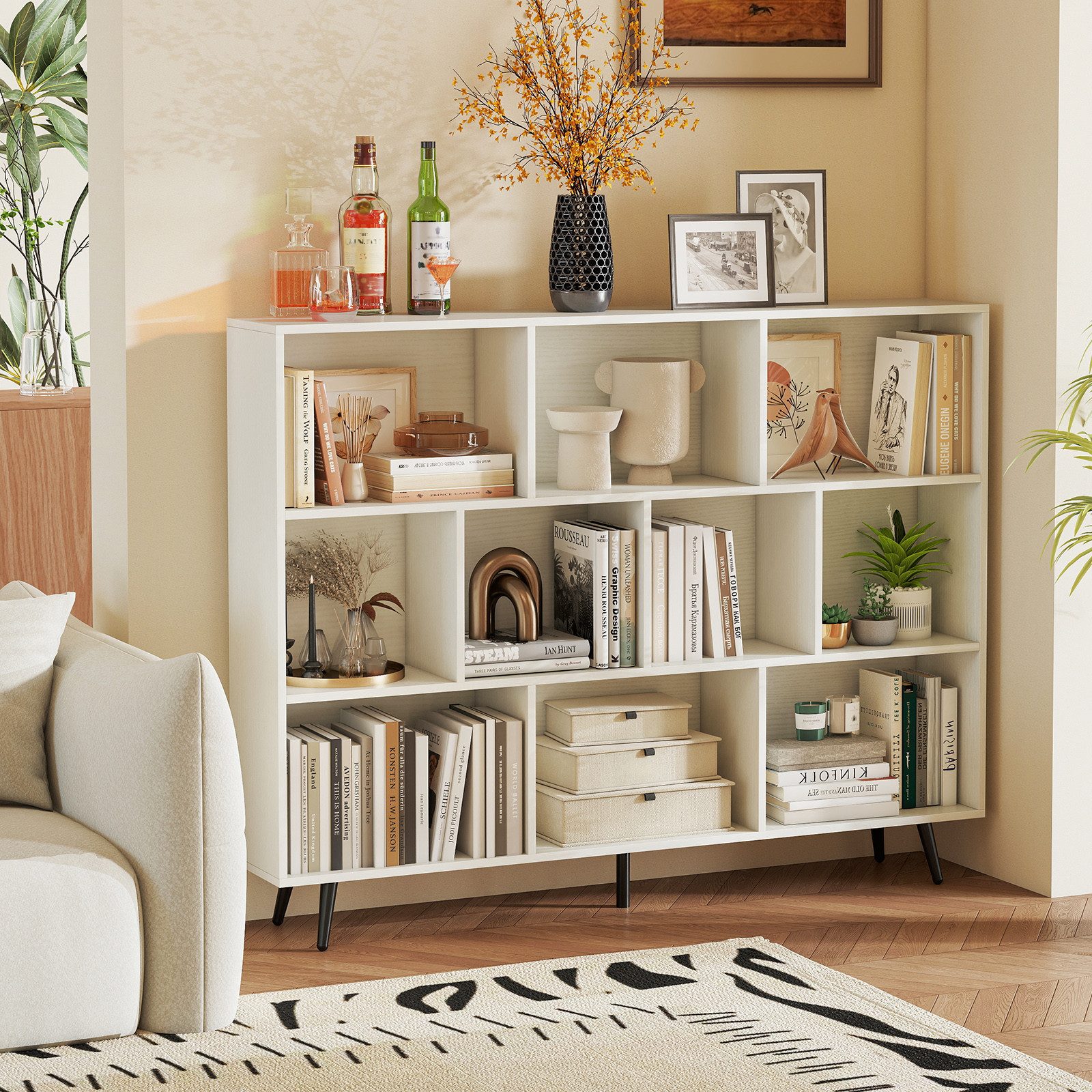 COSTWAY Bücherregal, Holz, Standregal mit 3 günstig online kaufen
