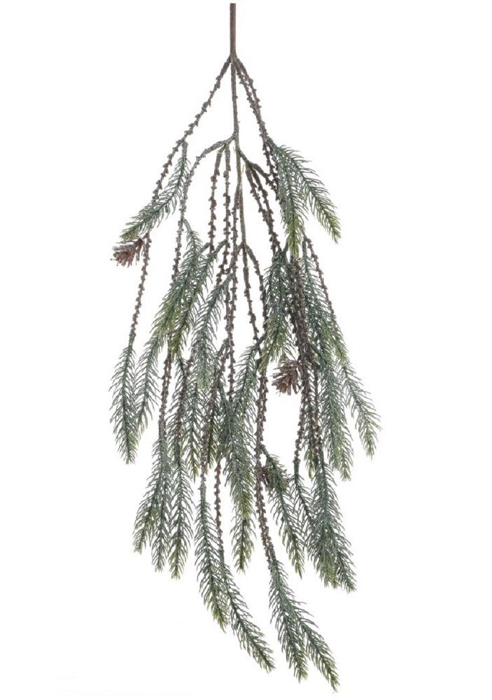 Winterliche Kunstpflanze Zweig Dekozweig Kieferzweig mit Zapfen Frost Weihnachten L ca. 115 cm, Kaemingk