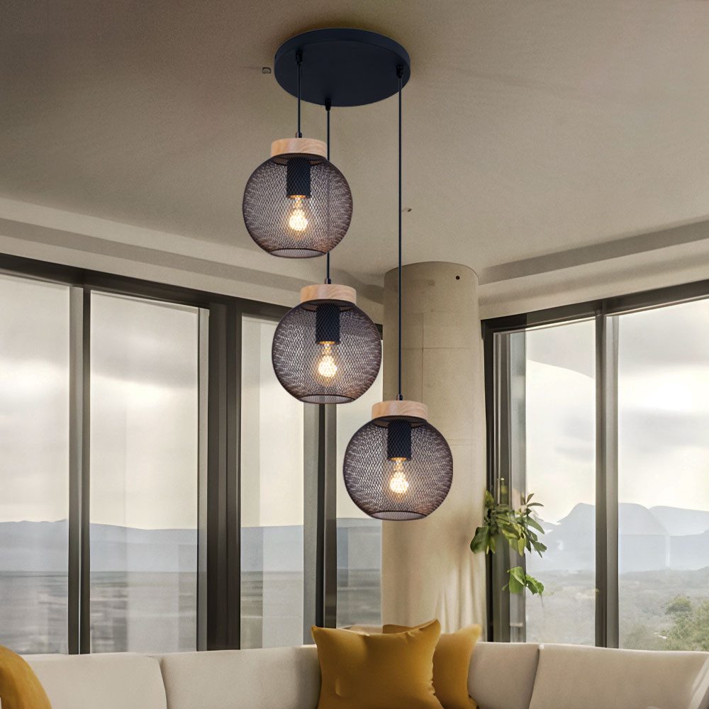 GLOBO LIGHTING Hängeleuchte, Leuchtmittel nicht inklusive, Hängeleuchte schwarz Metall Industrial Pendelleuchte