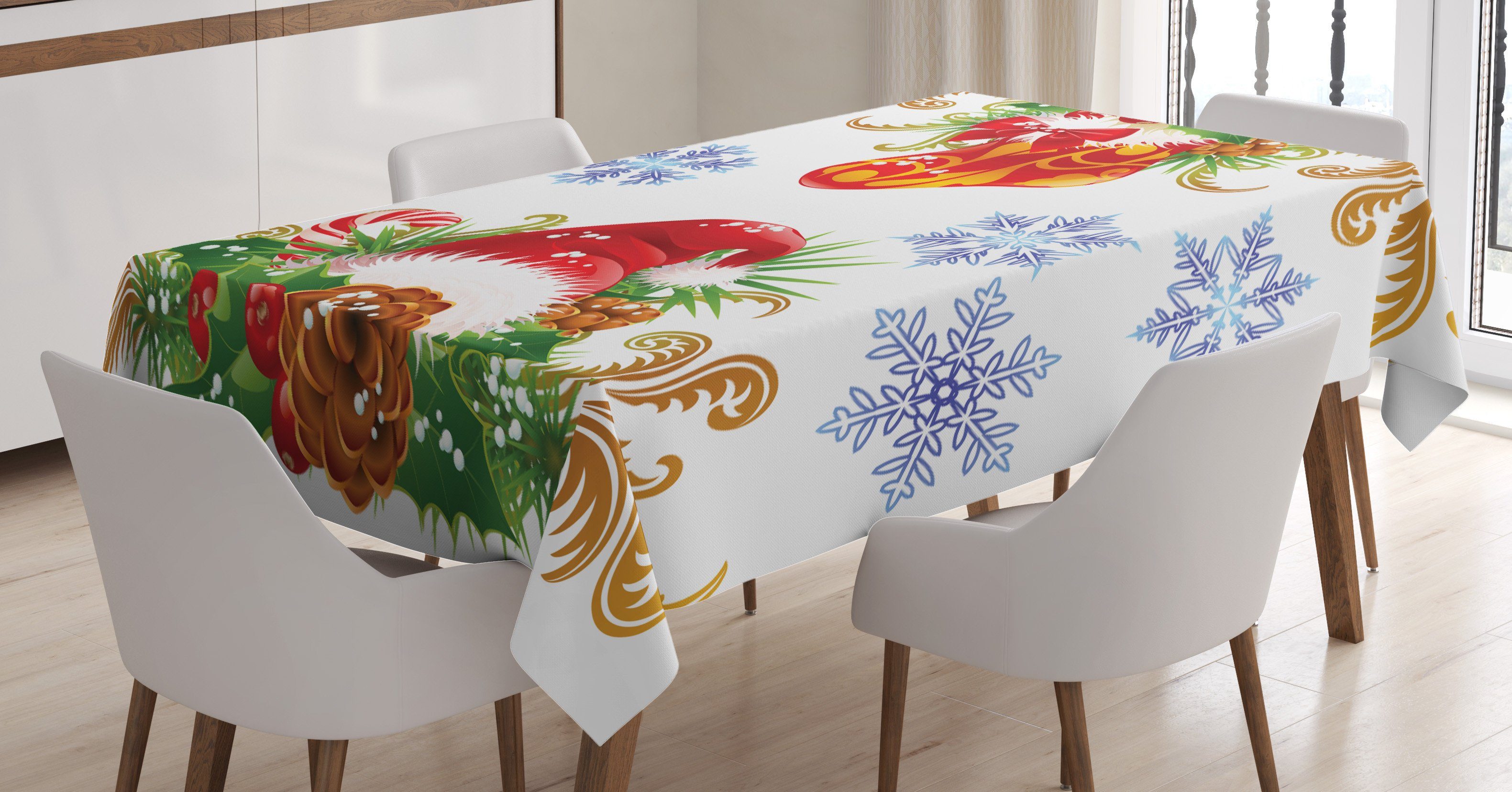 den Strumpf-Sankt-Hut Farben, Für Bereich Farbfest Außen Abakuhaus Waschbar Weihnachten Klare Tischdecke geeignet