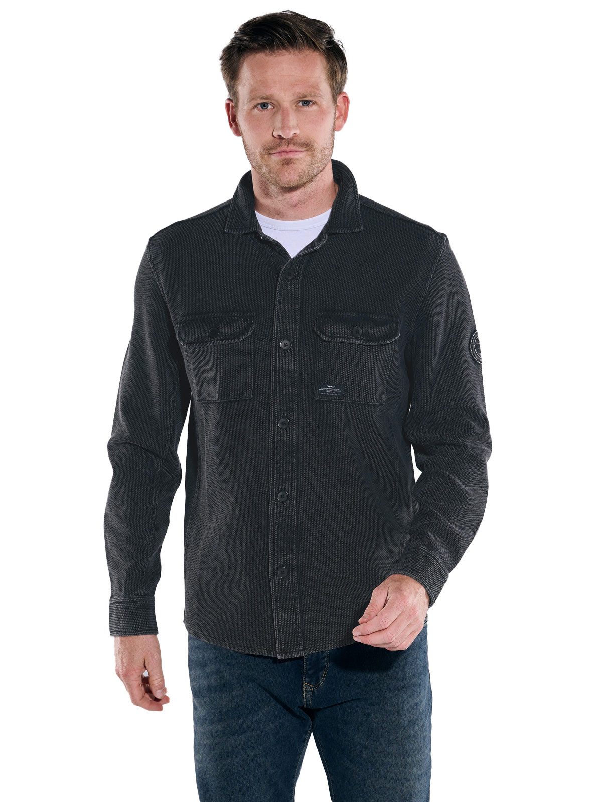 Engbers Sweatshirt engbers Herren Overshirt strukturiert, Schwarz