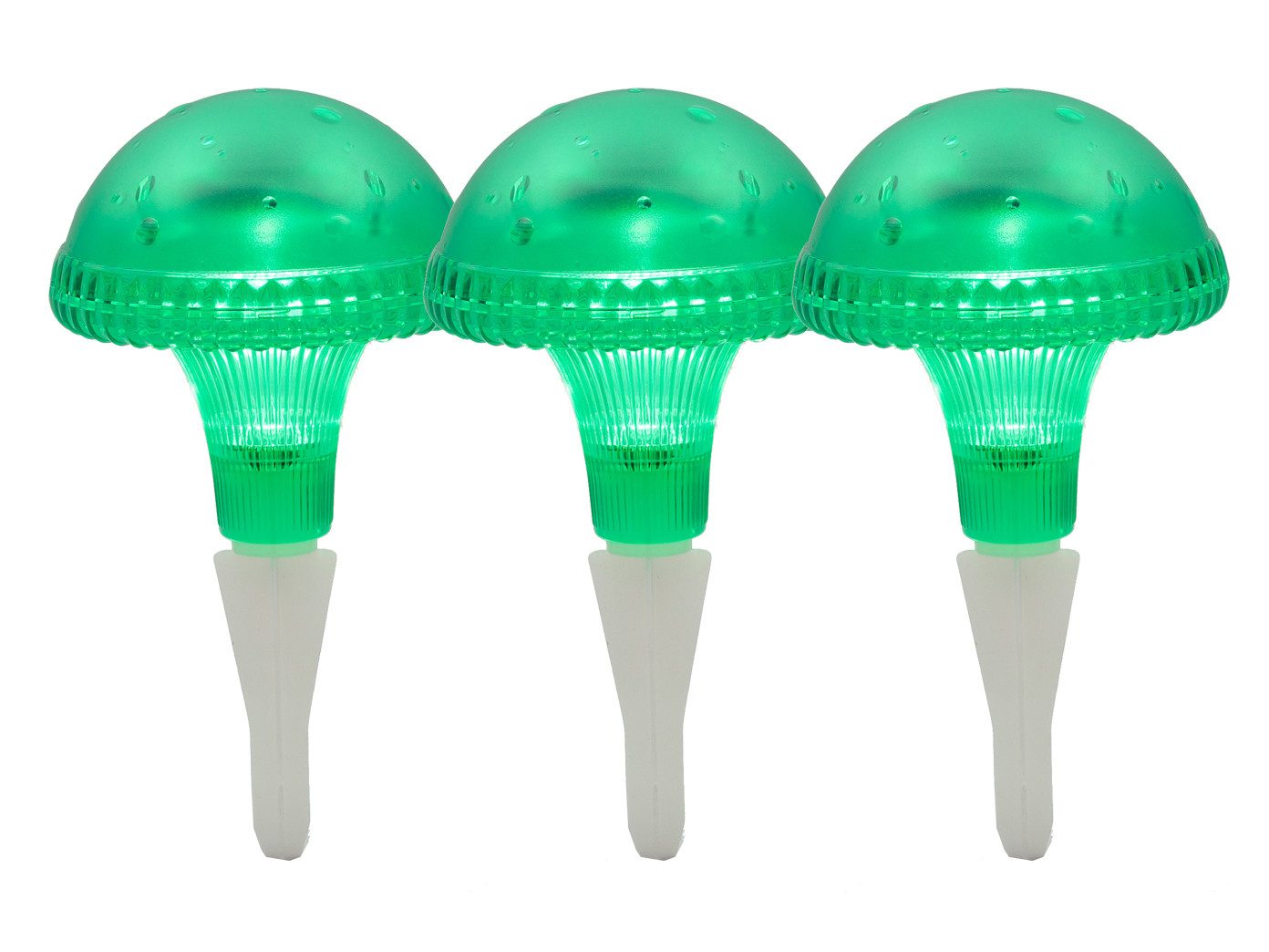 KONSTSMIDE LED Solarleuchte, Tageslichtsensor, LED fest integriert, 3er SET Solarbeleuchtung Garten, Deko Solarlichter Grün, Höhe 27,5cm