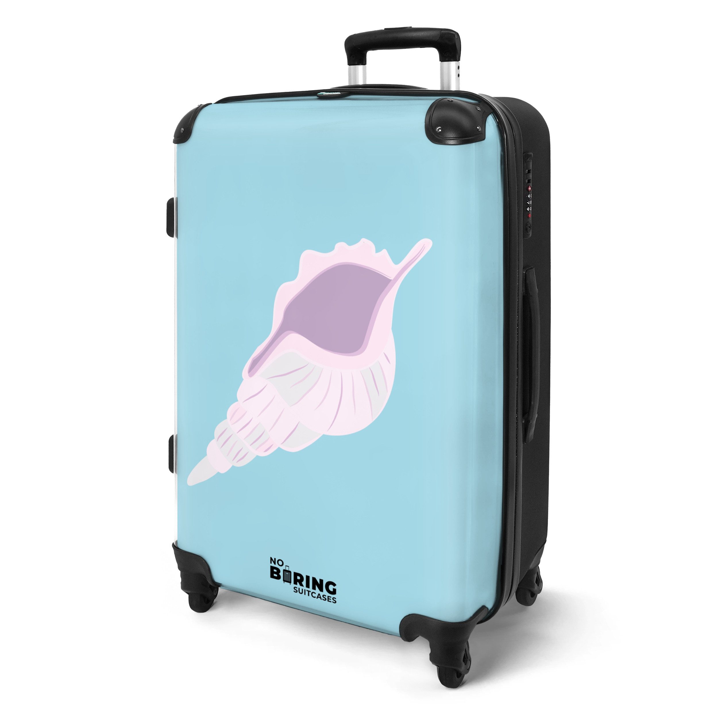 NoBoringSuitcases.com© Hartschalen-Trolley Blau mit hellrosa Schale günstig online kaufen