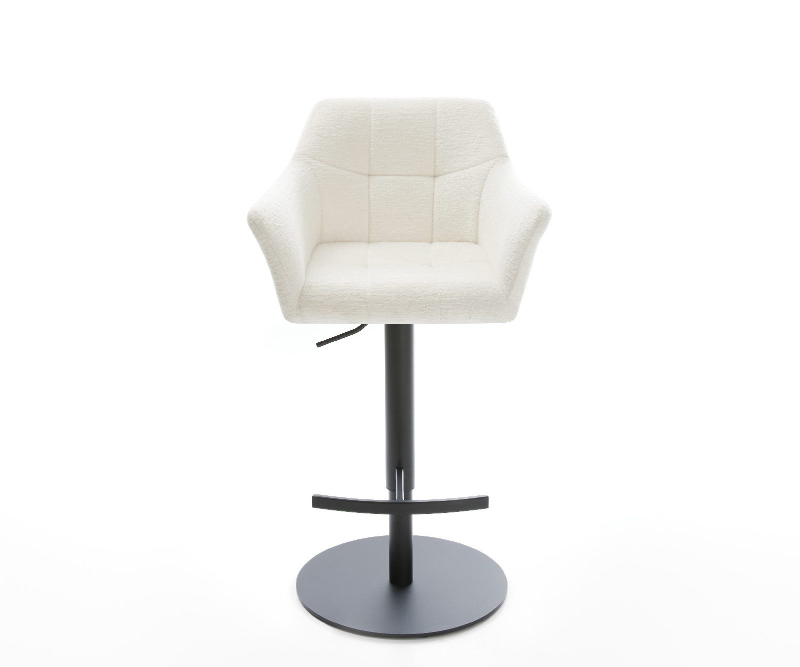 DELIFE Barhocker Yulo-Flex, Drehfuß höhenverstellbar Metall Schwarz Bouclé Soft Beige