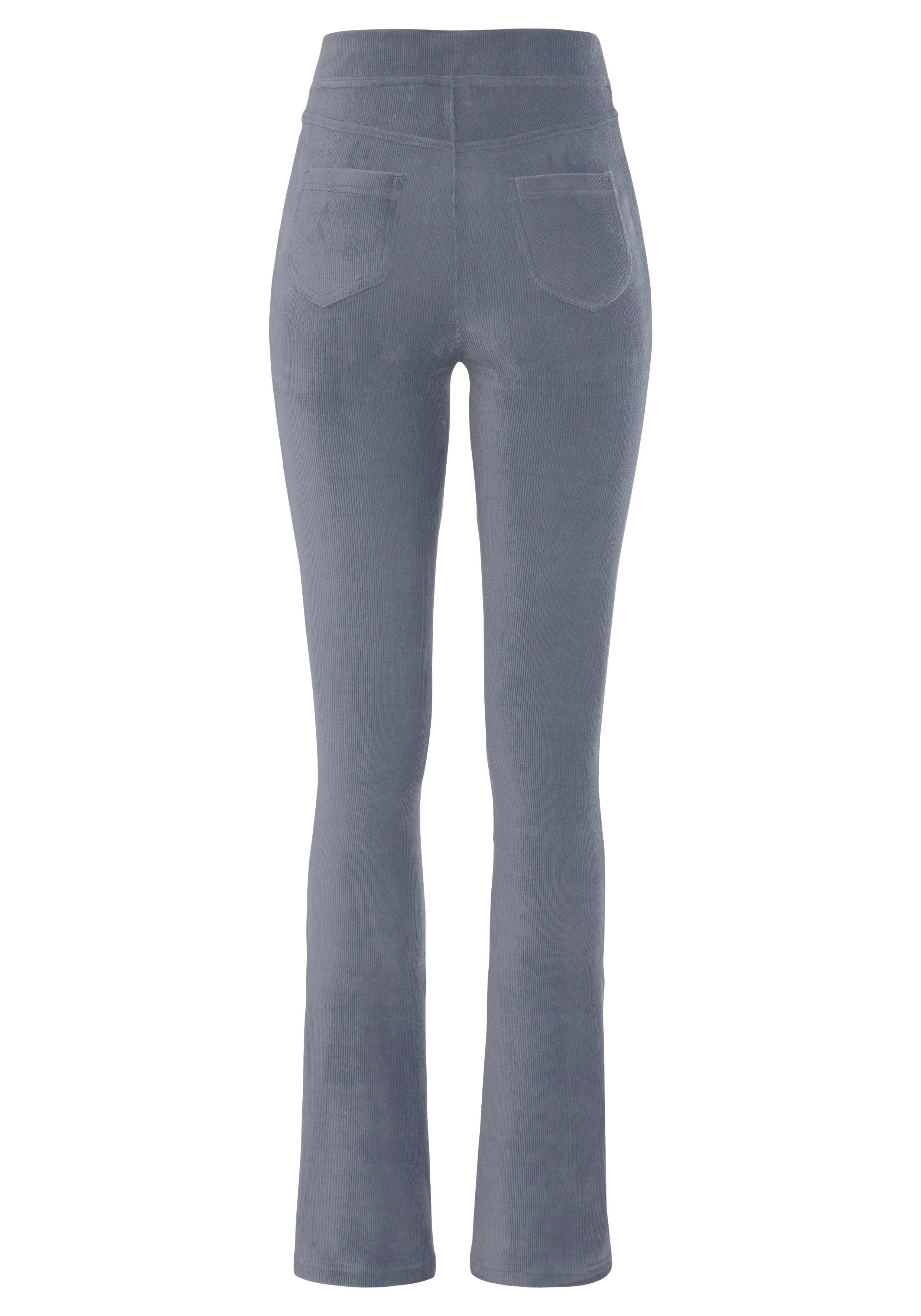 Loungewear in Cord-Optik, LASCANA Material weichem aus graublau Jazzpants
