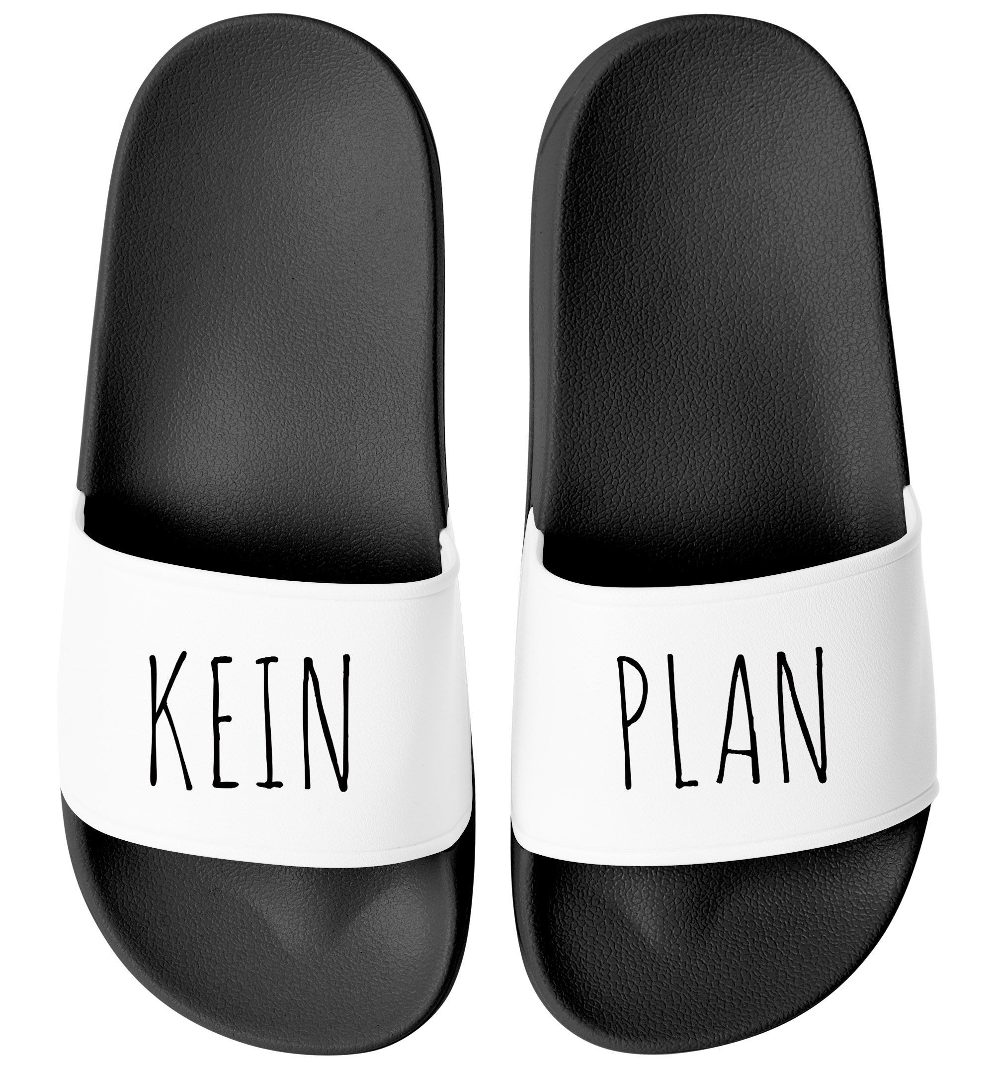 Badeschlappen Spruch Kein Plan Badelatschen Unisex mit Aufdruck Badesandale