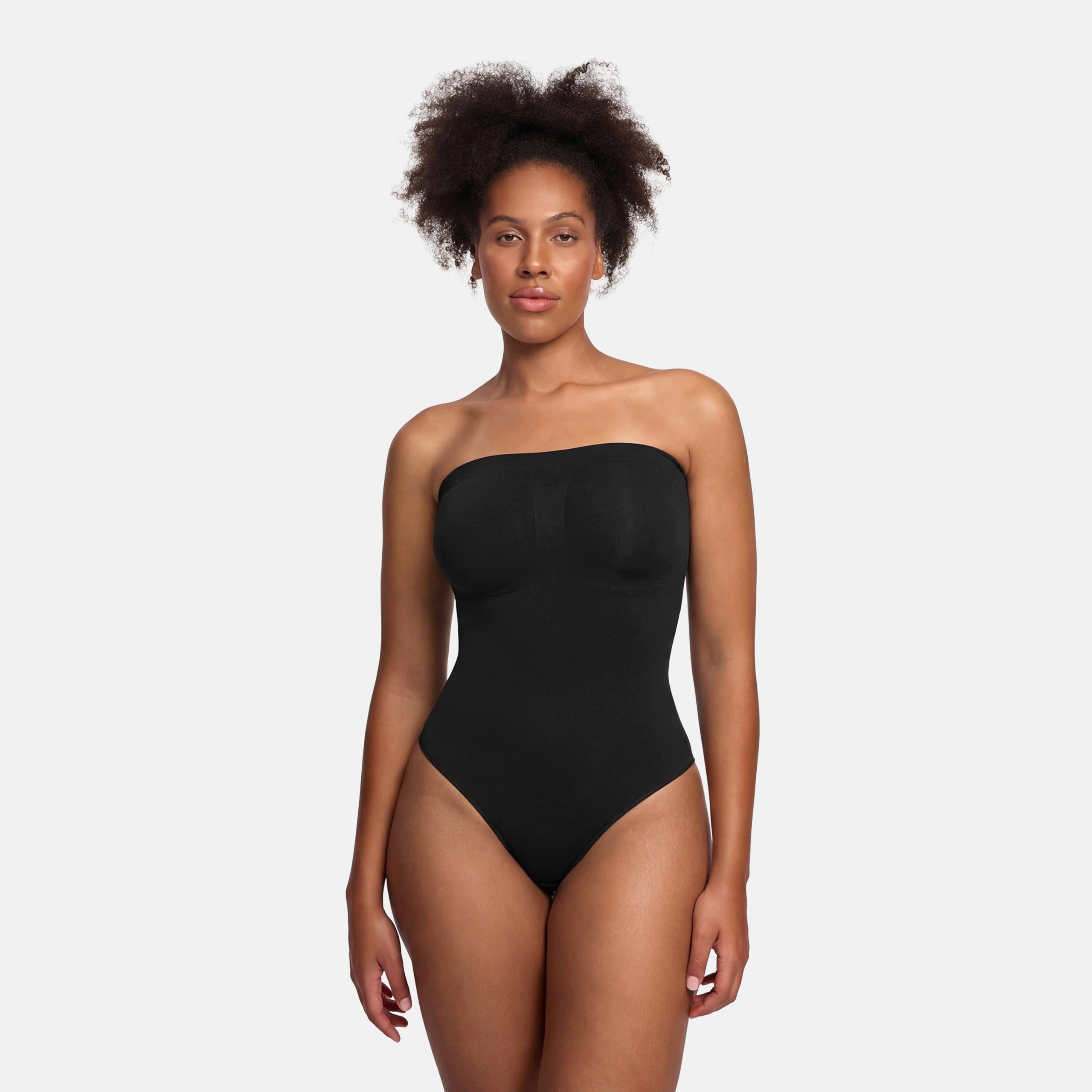 cfab by creamy fabrics Miederbody Trägerloser Bodysuit Sculpting Shapewear mit Slip-Schwarz-2XL (1-tlg) Figurformend