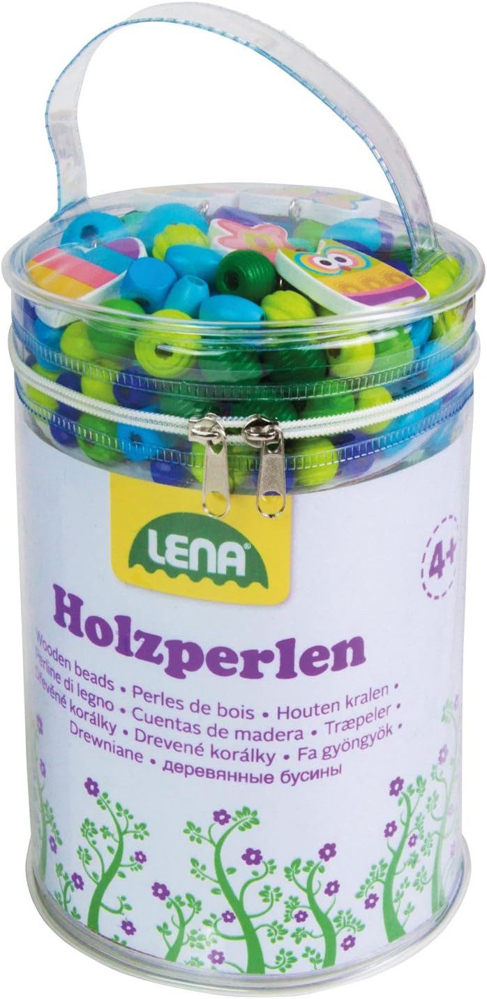 Lena® Spiel Lena Holzperlen-Set mit 400 Perlen zum Fädeln - Bastelset für Kinder a