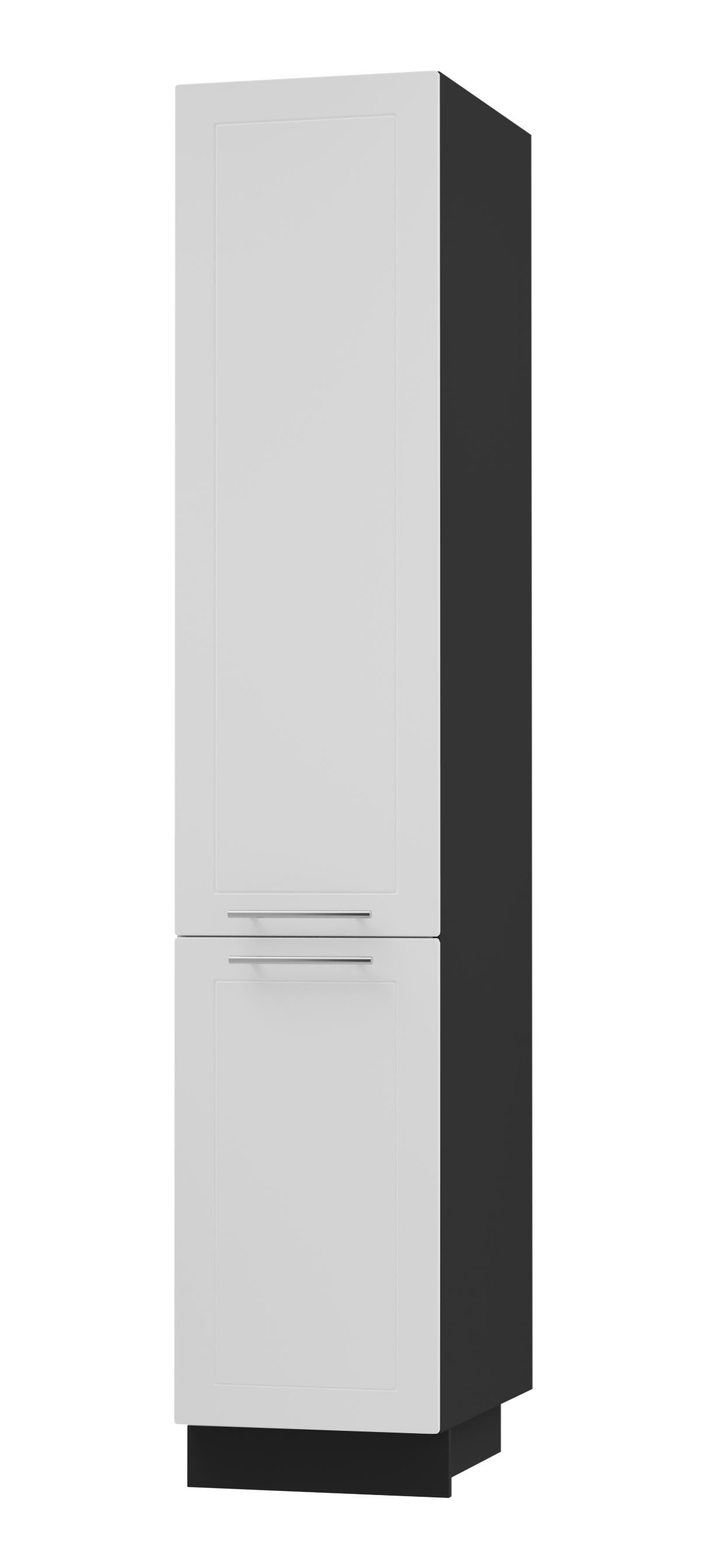 Feldmann-Wohnen Apothekerschrank Kvantum (Türscharniere mit Soft-Close-Funktion, 1 Schublade mit Metallkorb, 1-St., Fronten mit dekorativen Fräsungen und leicht abgerundeten Ecken) 40x59x207cm schwarz - weiß (Q-2D14K/40/kargo)