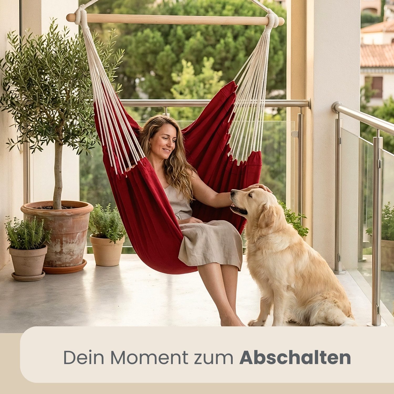 AMANKA Hängestuhl für 2 Personen: XXL Outdoor Hängesessel bis 150 kg - Garten und Balkon, 185 x 130 cm Hängesitz für Kinder und Erwachsene - 360° Relaxsessel