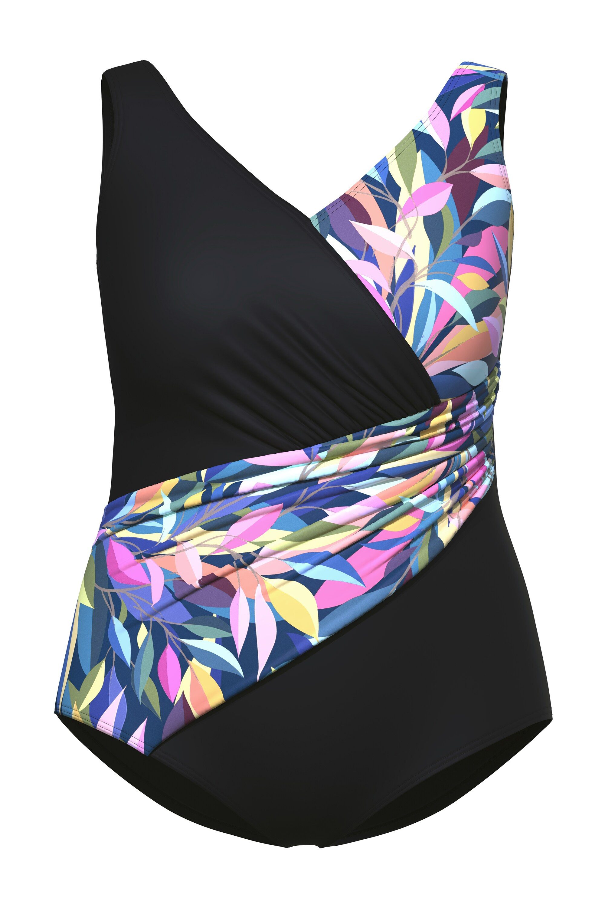 Ulla Popken Badeanzug Badeanzug Blätter drapiert Softschalen recycelt günstig online kaufen