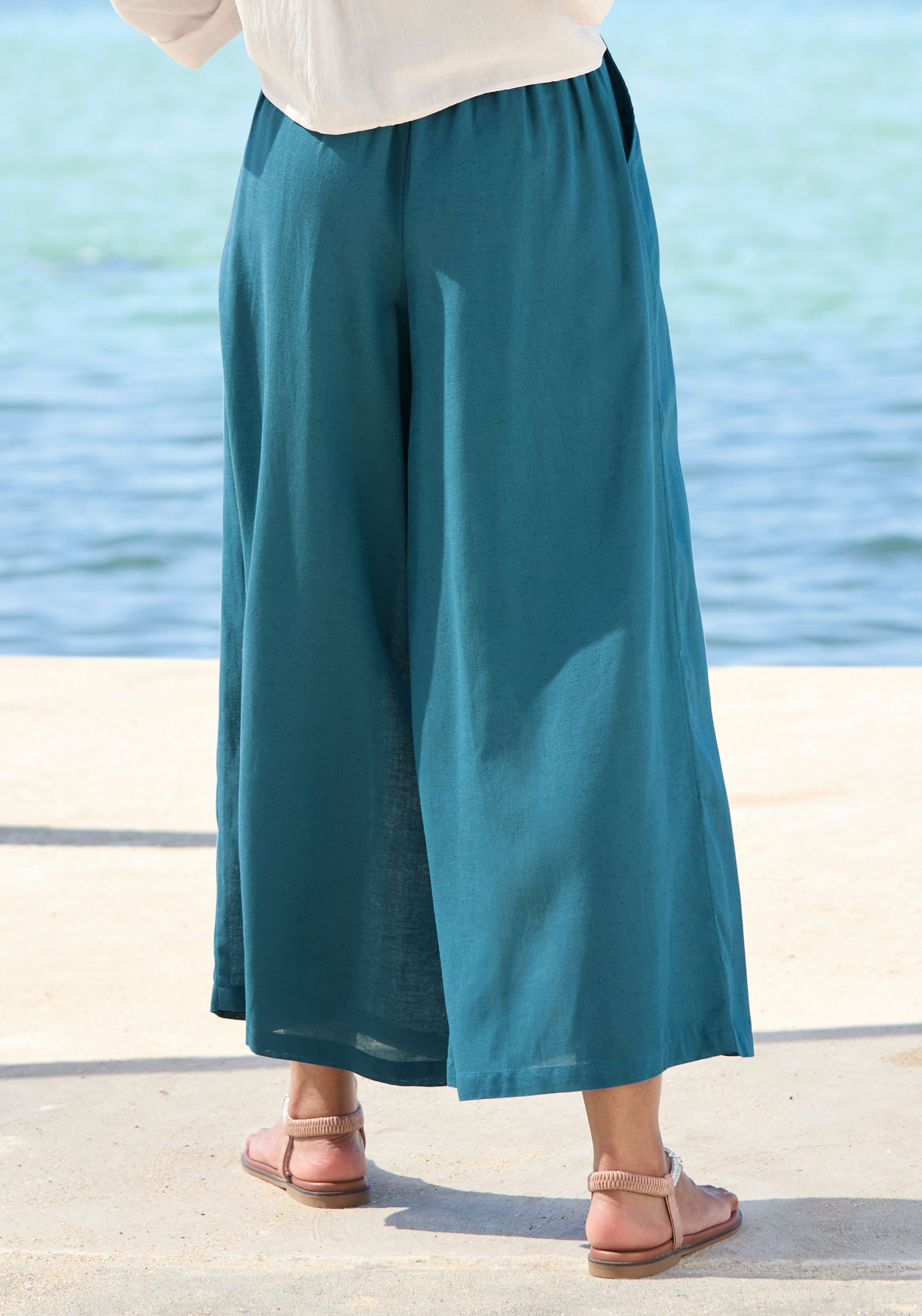 LASCANA Culotte mit Leinen-Anteil und weitem Bein Leinenhose, luftige Sommerhose in 7/8-Länge aus Leinenmix, Culotte
